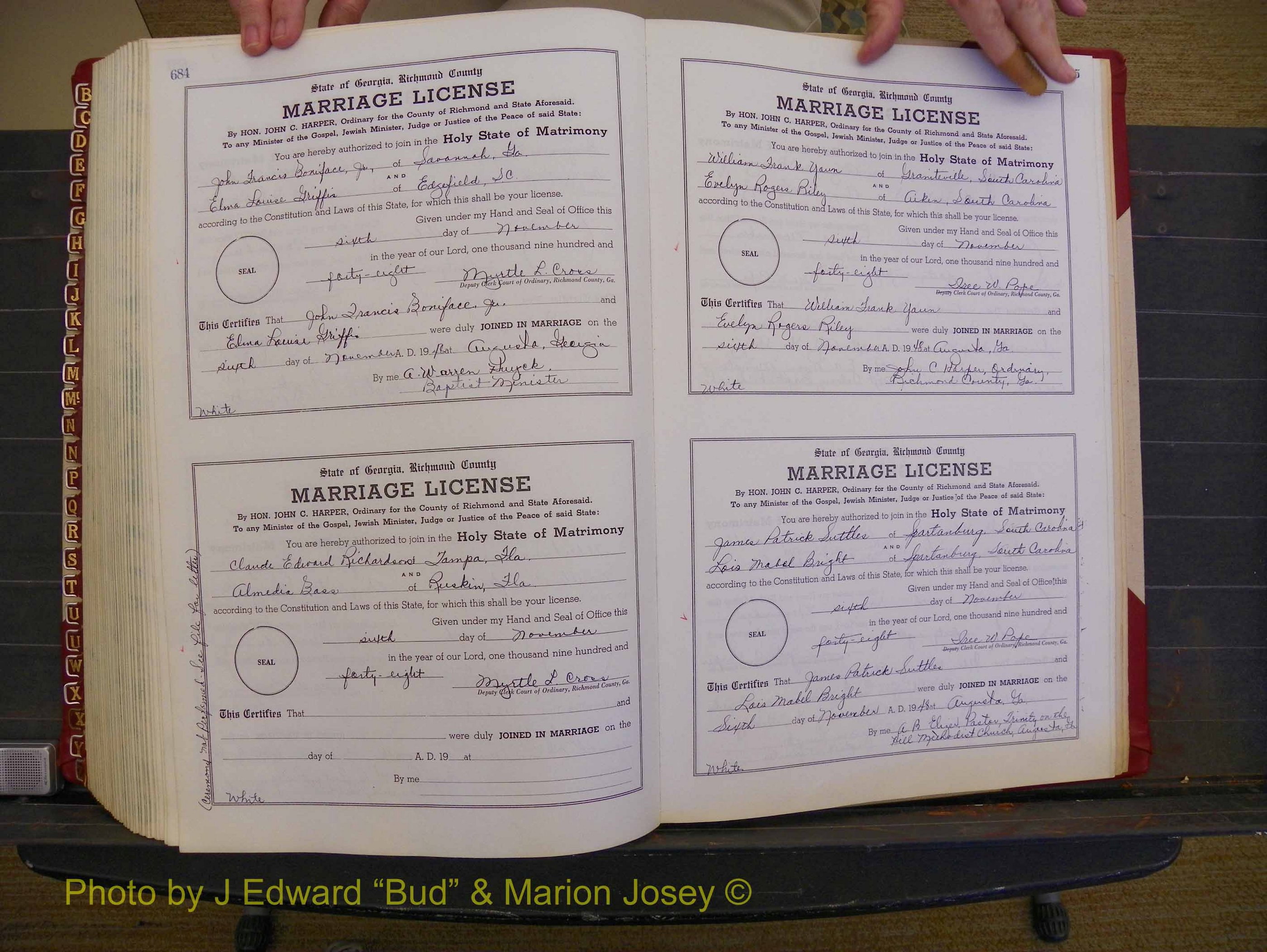 Richmond Marriages, Book XX, 1946-1948 P 684-685.JPG