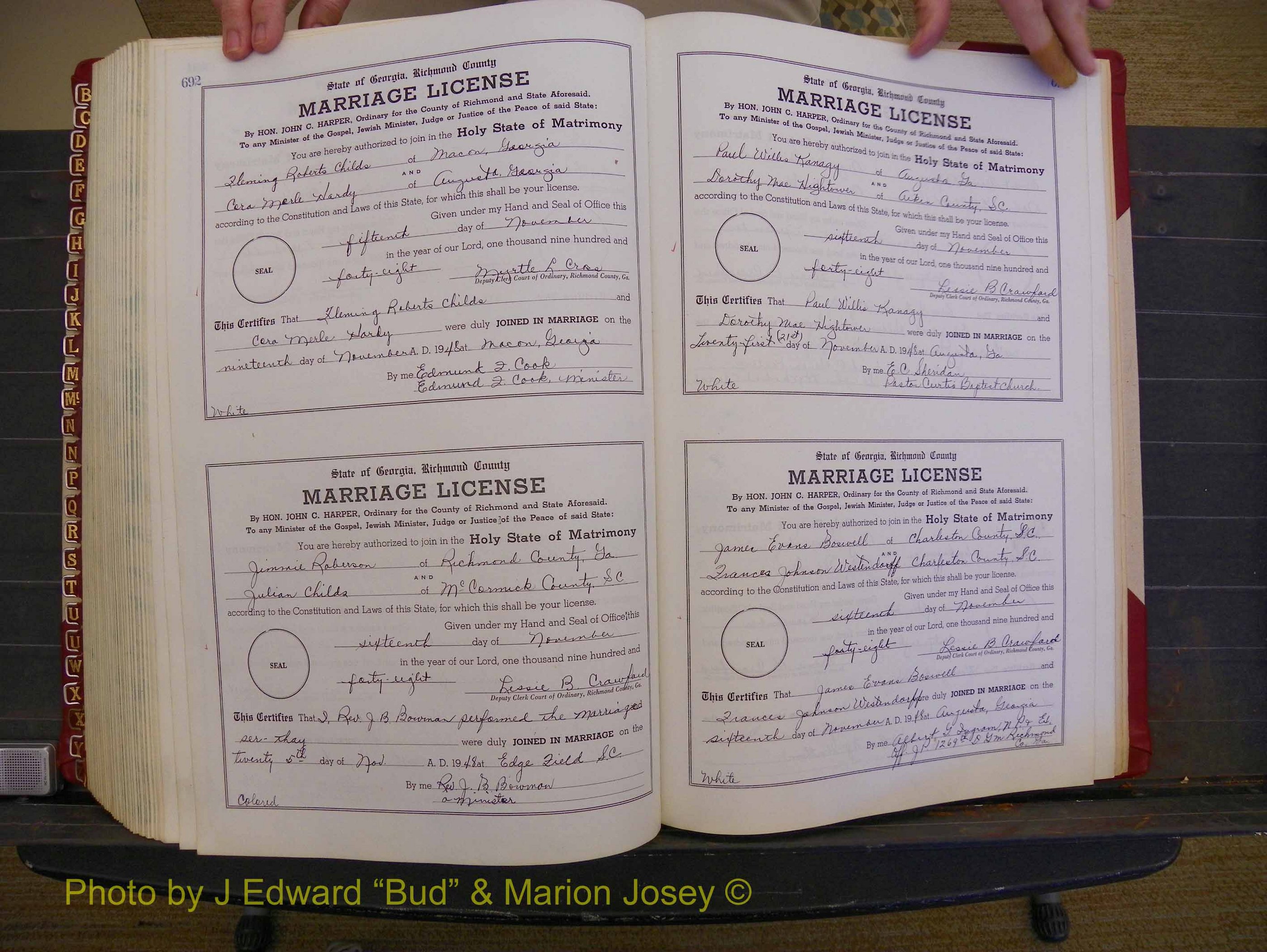Richmond Marriages, Book XX, 1946-1948 P 692-693.JPG