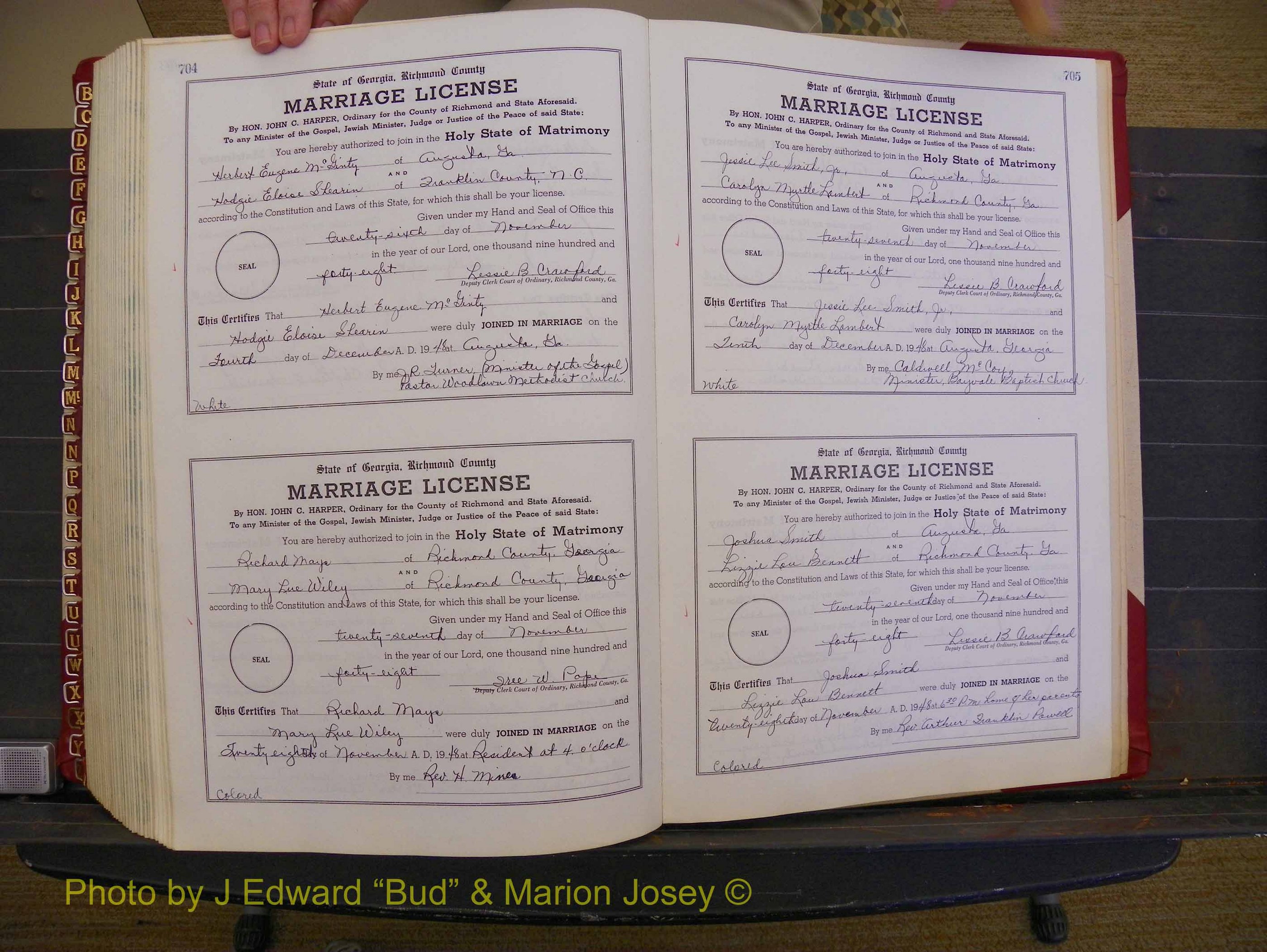 Richmond Marriages, Book XX, 1946-1948 P 704-705.JPG