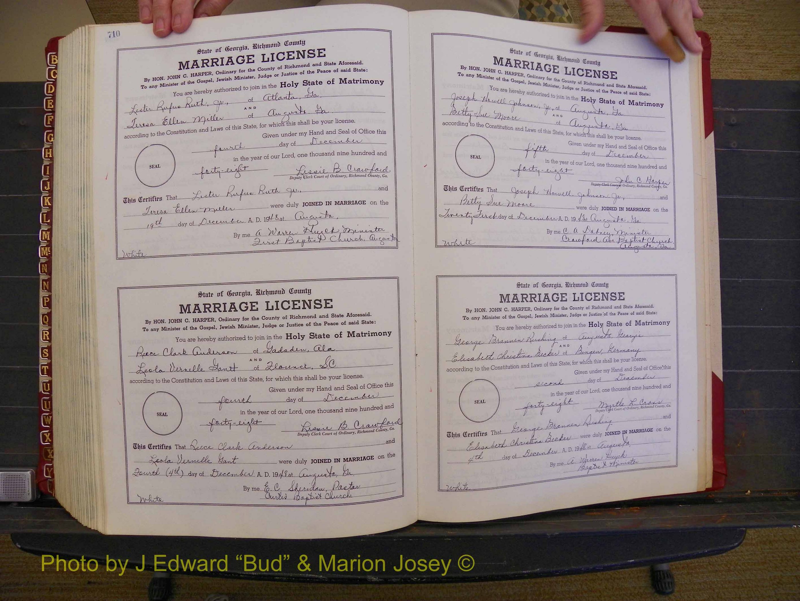 Richmond Marriages, Book XX, 1946-1948 P 710-711.JPG