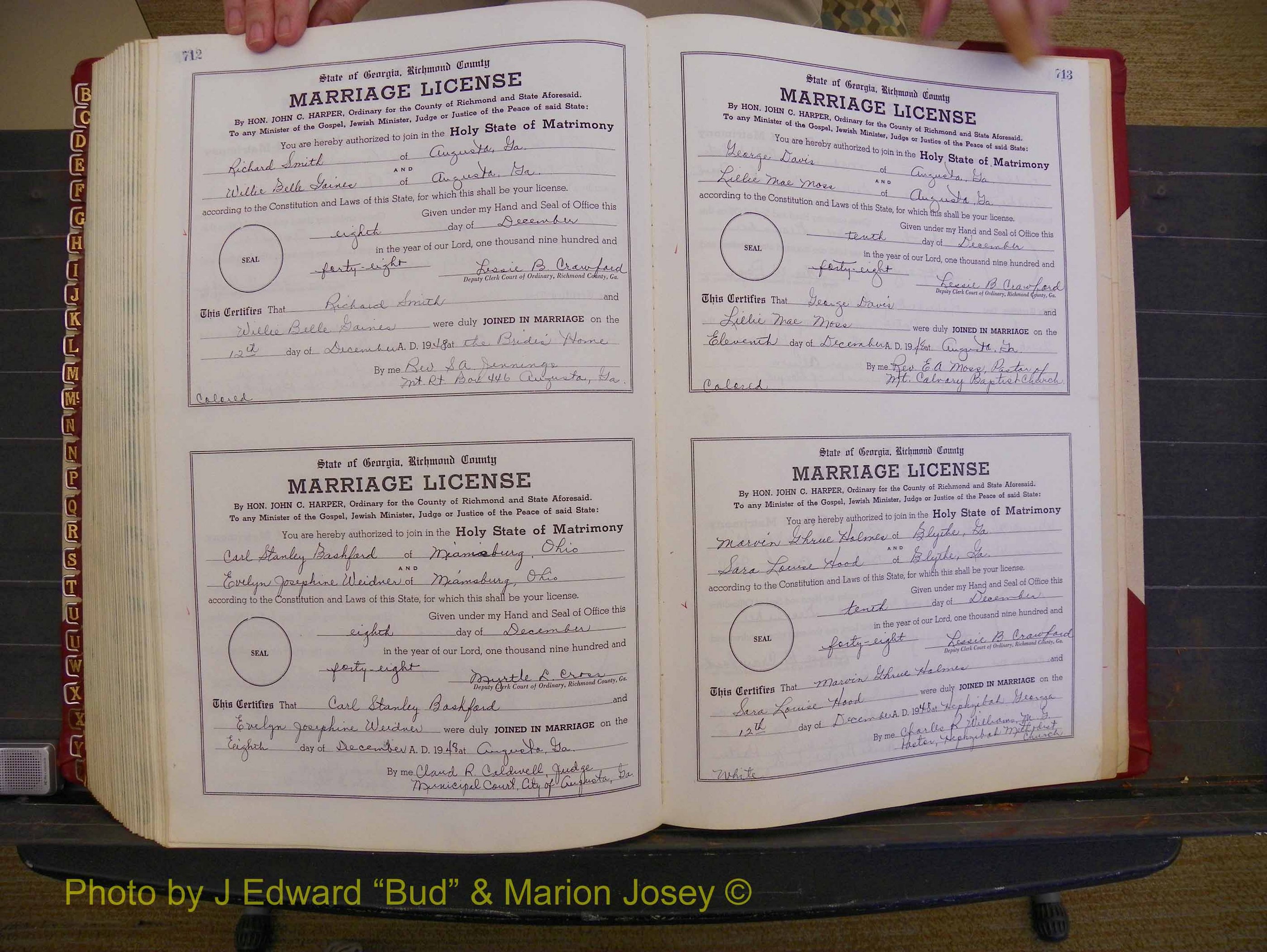 Richmond Marriages, Book XX, 1946-1948 P 712-713.JPG