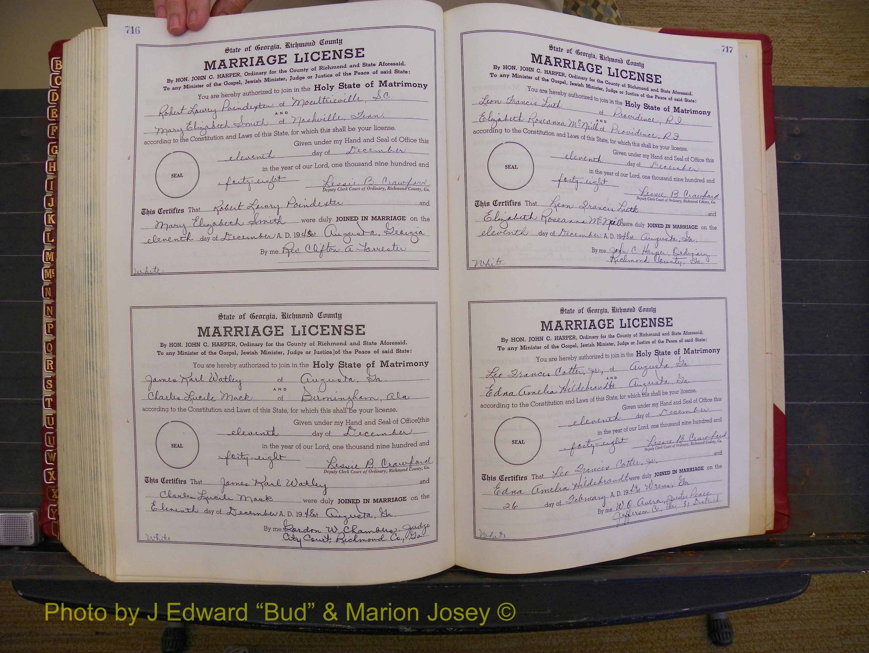 Richmond Marriages, Book XX, 1946-1948 P 716-717.JPG