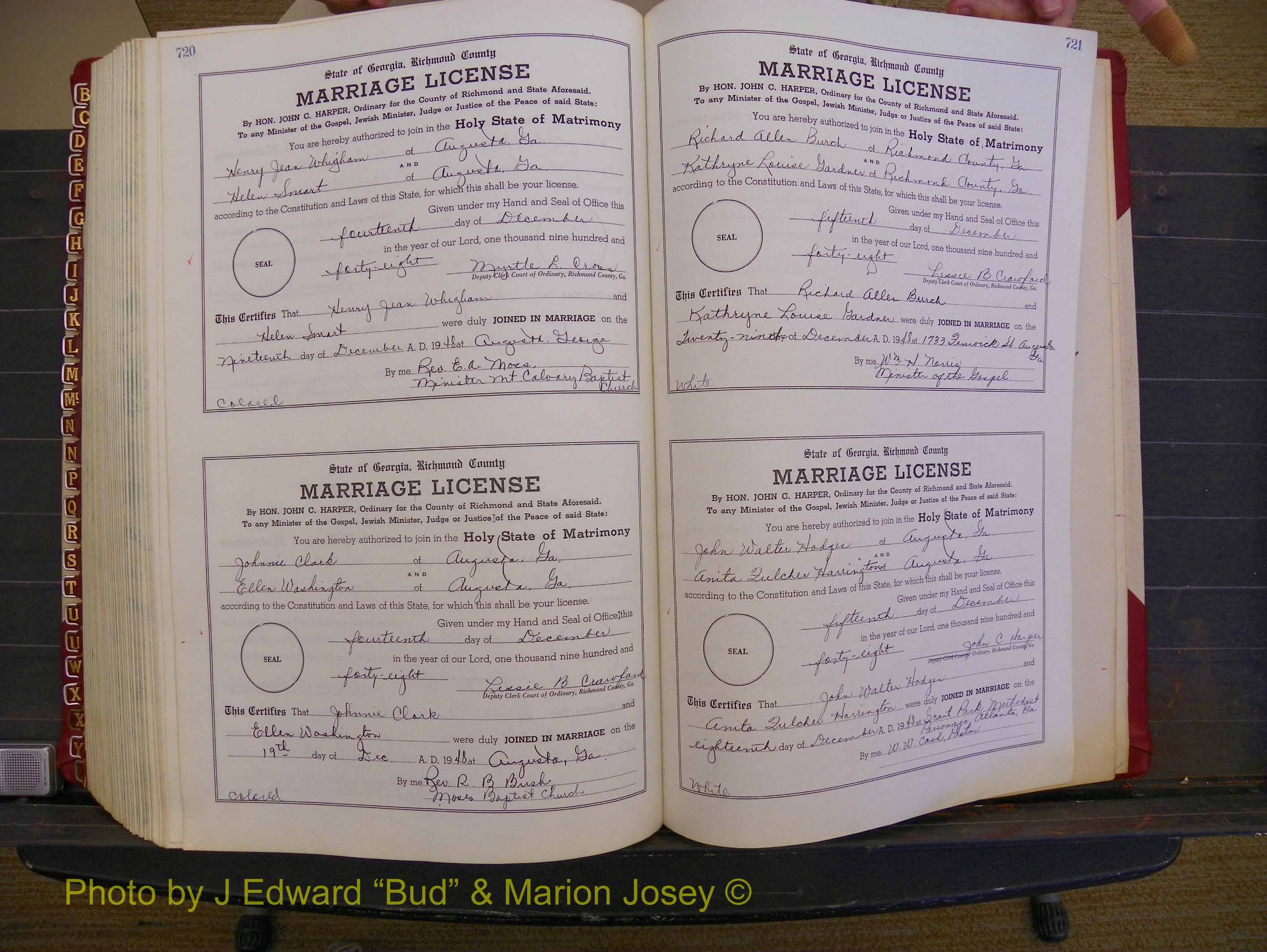 Richmond Marriages, Book XX, 1946-1948 P 720-721.JPG