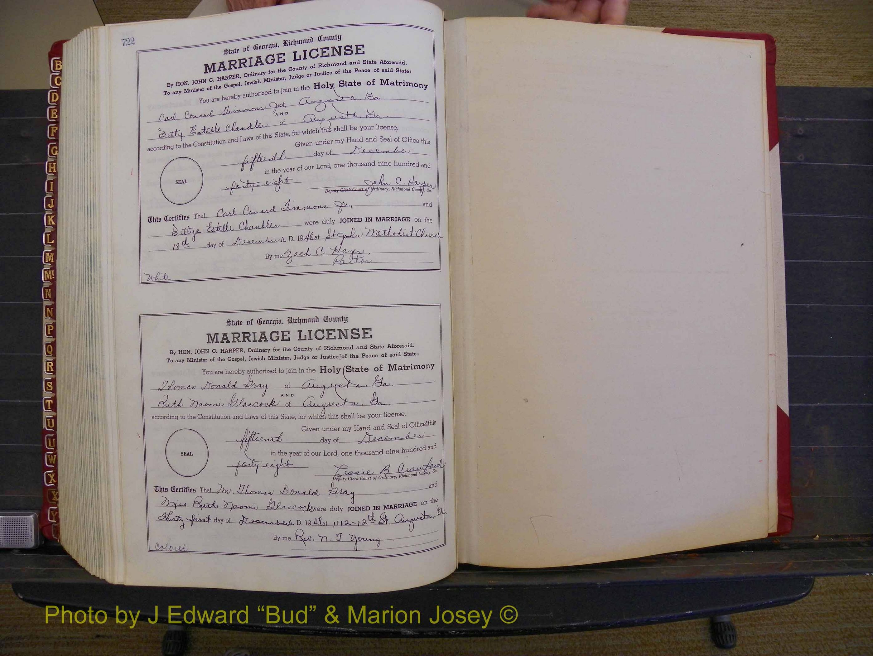 Richmond Marriages, Book XX, 1946-1948 P 722.JPG