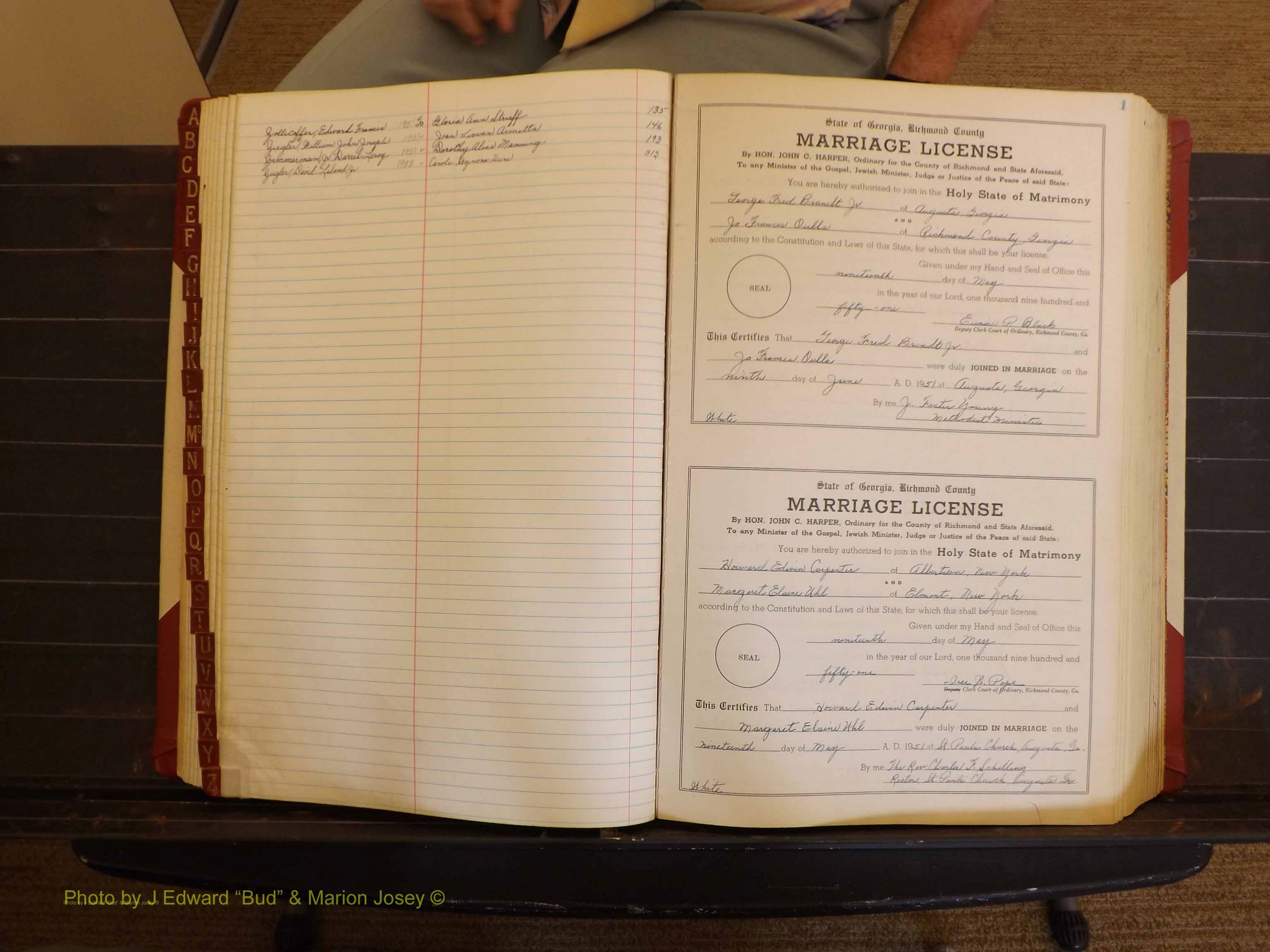 Richmond Marriages, ZZ, 1951-1952 Index Z & P 001.JPG
