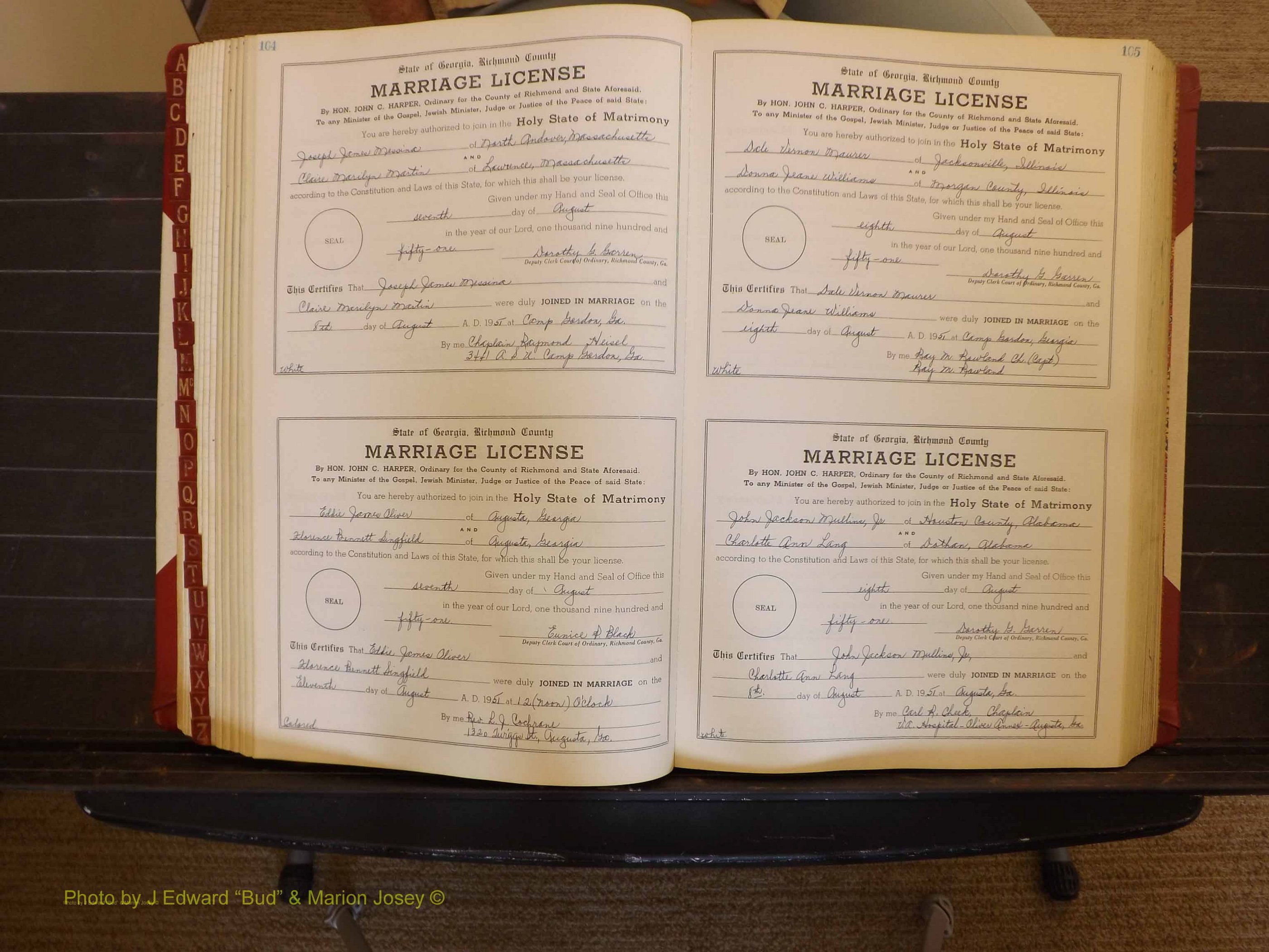Richmond Marriages, ZZ, 1951-1952 P 104-105.JPG