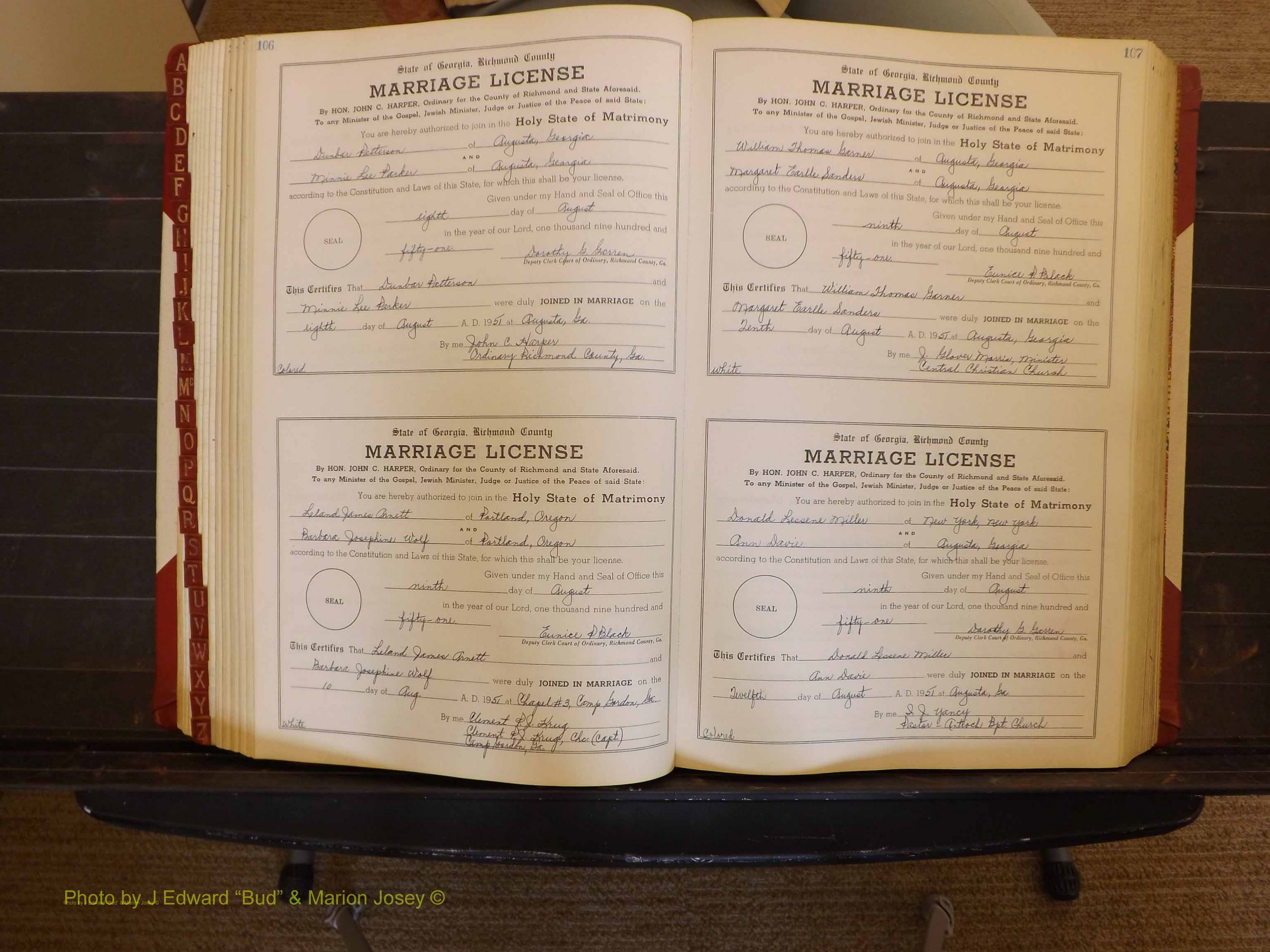 Richmond Marriages, ZZ, 1951-1952 P 106-107.JPG