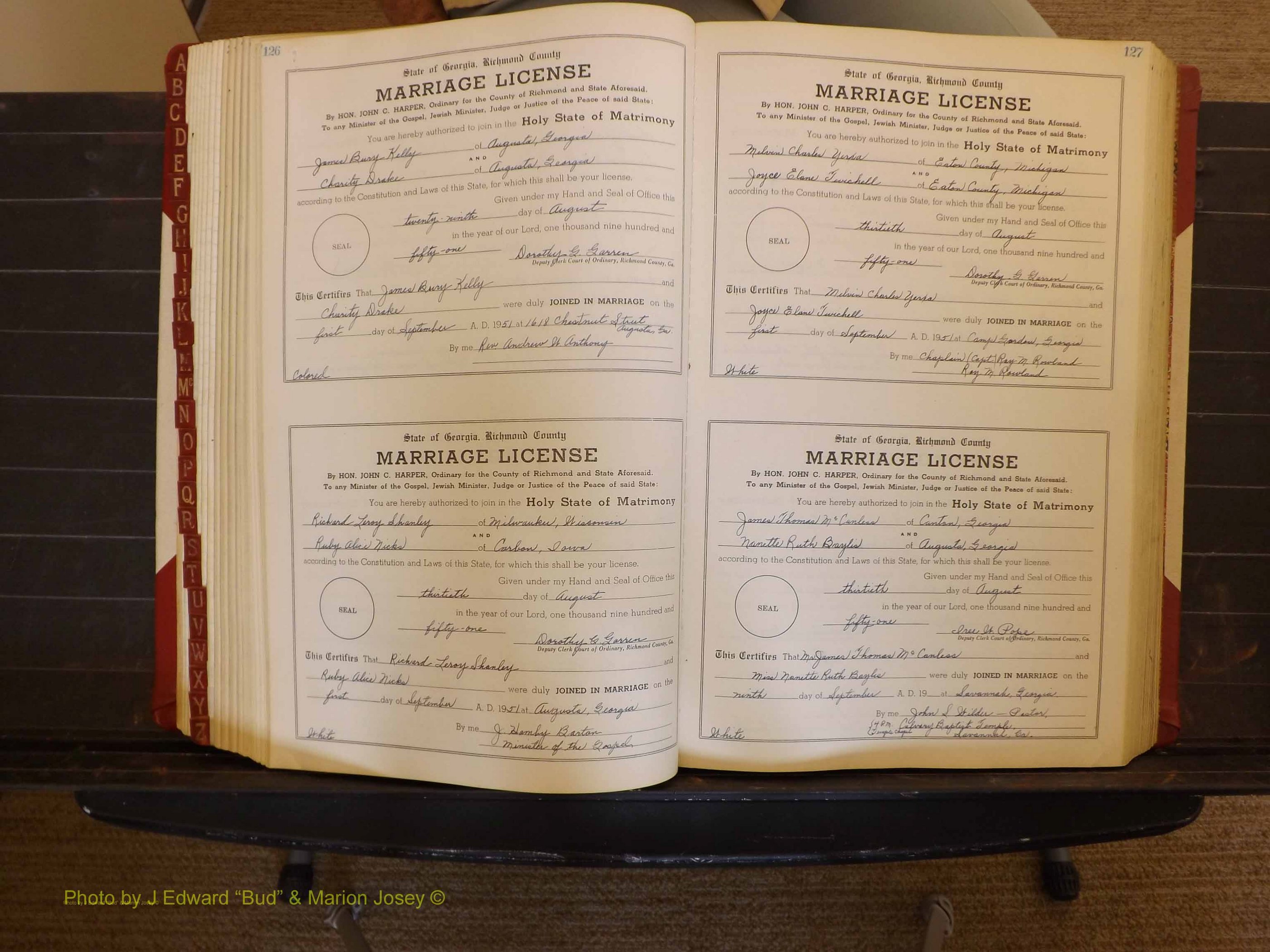 Richmond Marriages, ZZ, 1951-1952 P 126-127.JPG
