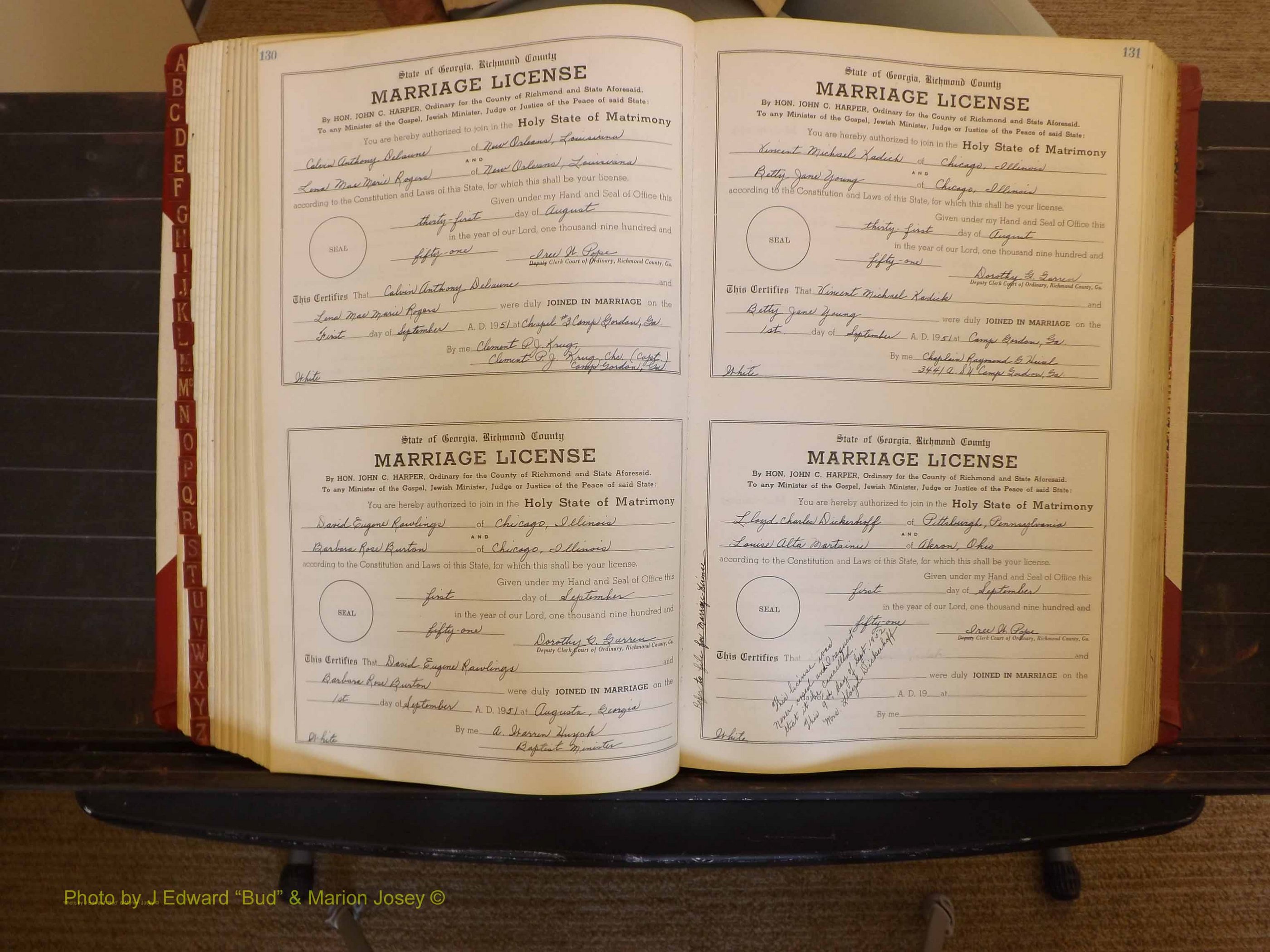 Richmond Marriages, ZZ, 1951-1952 P 130-131.JPG