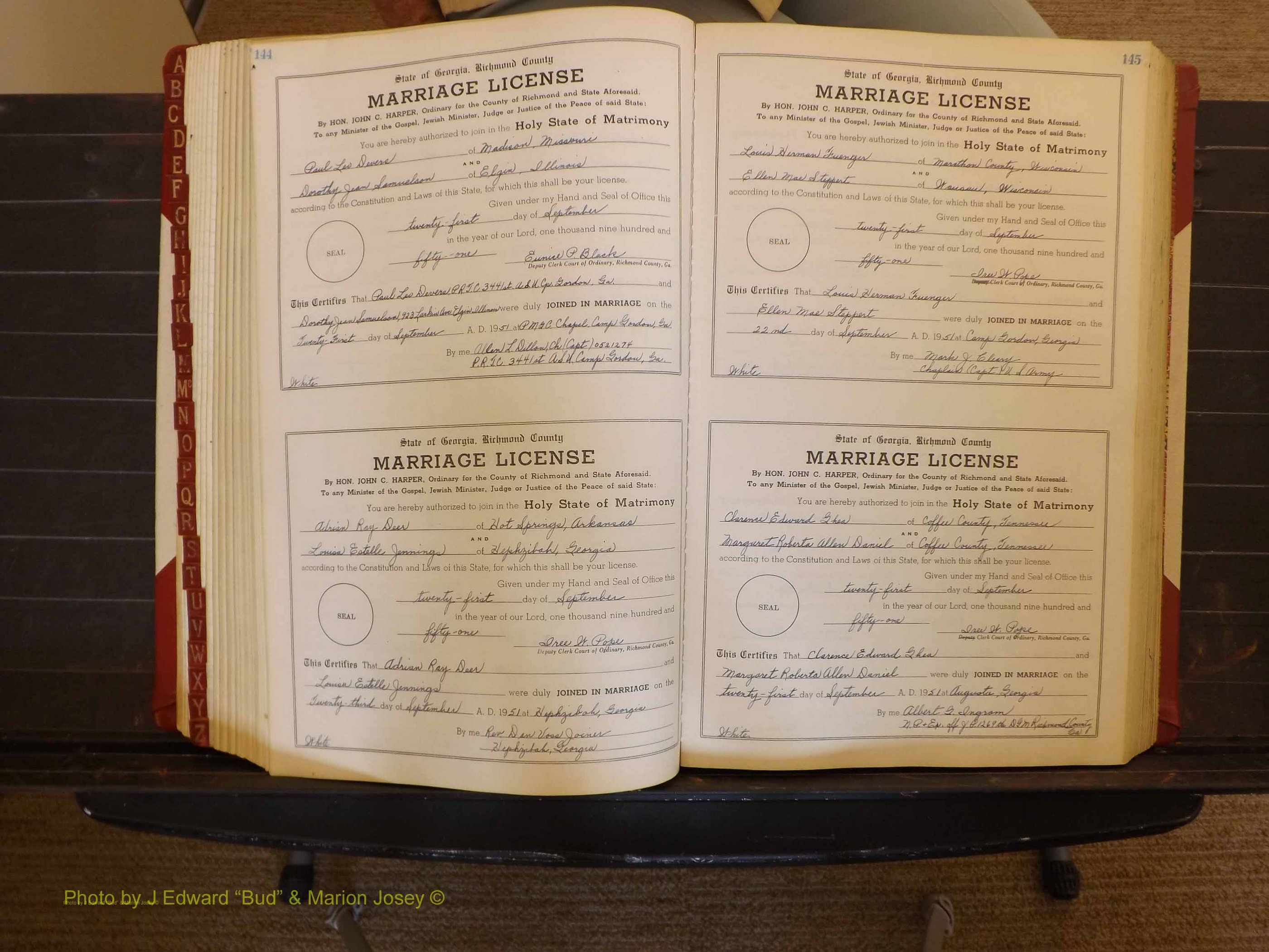 Richmond Marriages, ZZ, 1951-1952 P 144-145.JPG