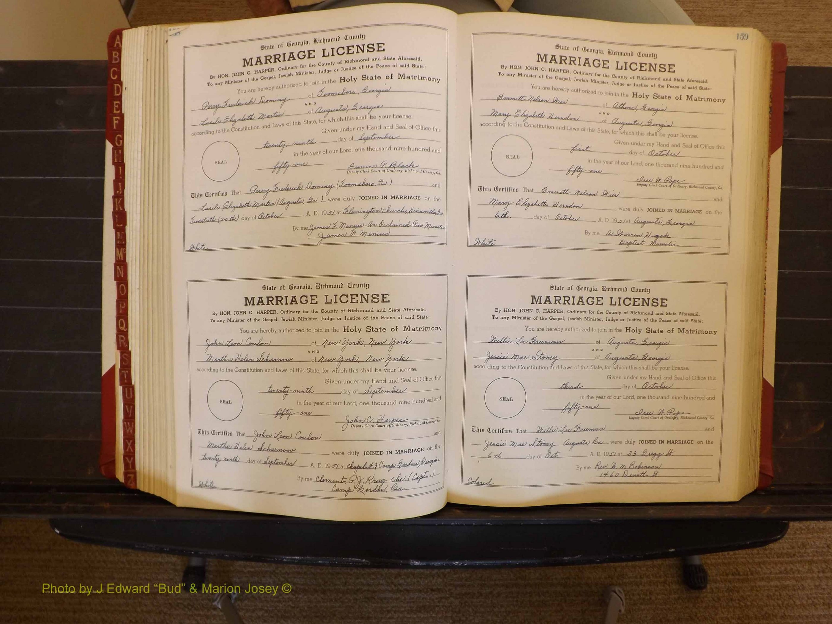 Richmond Marriages, ZZ, 1951-1952 P 158-159.JPG