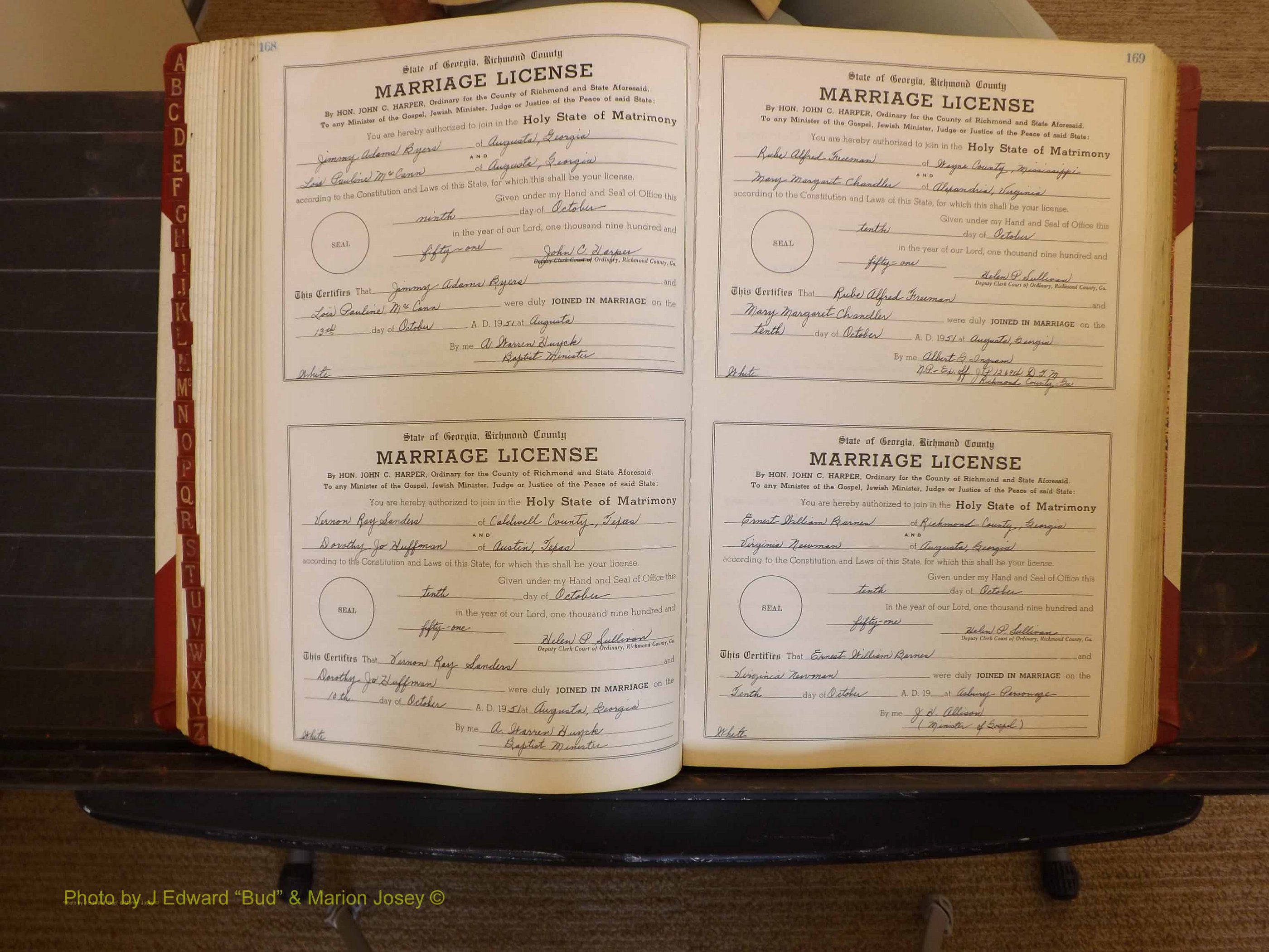 Richmond Marriages, ZZ, 1951-1952 P 168-169.JPG