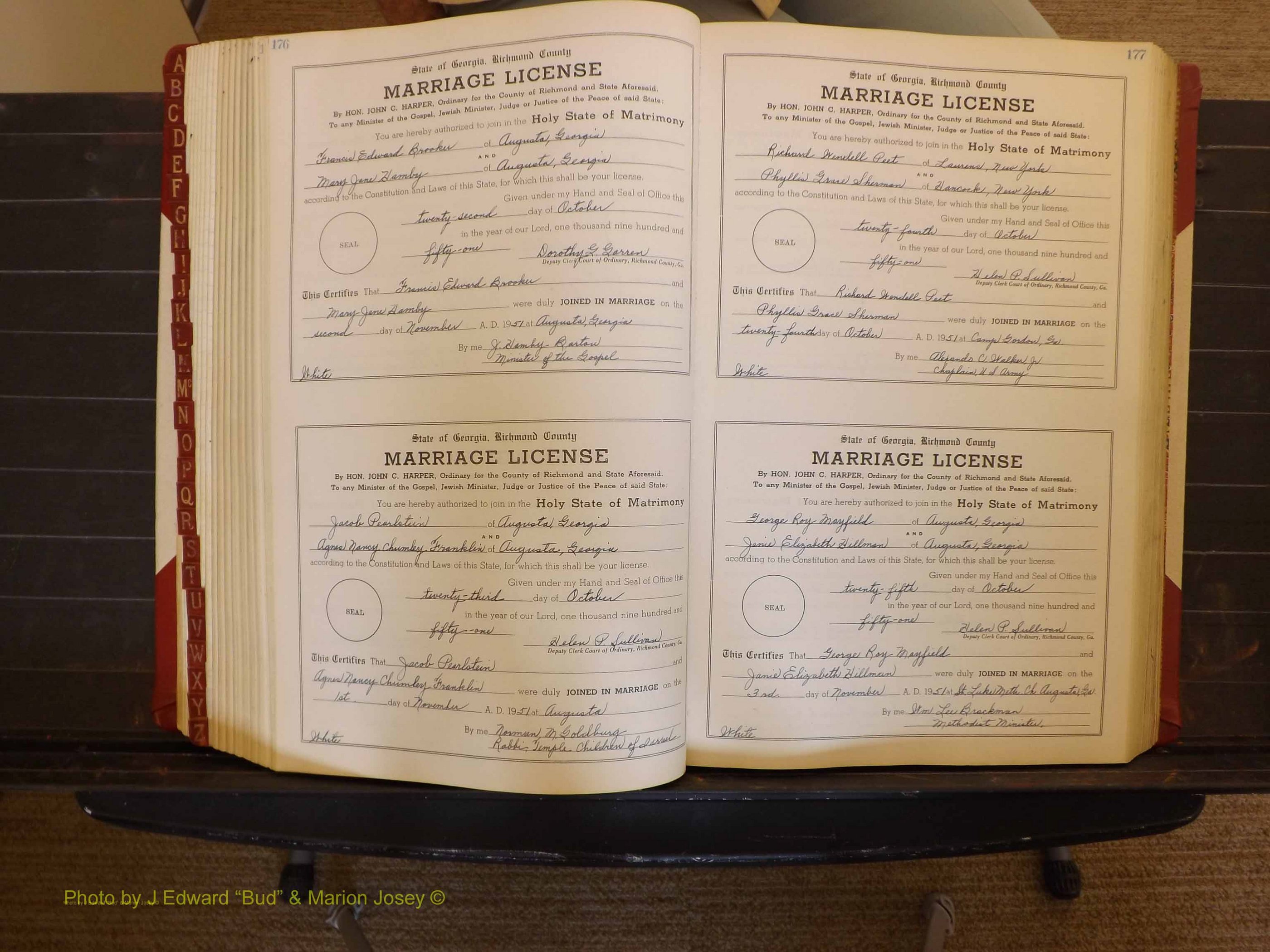 Richmond Marriages, ZZ, 1951-1952 P 176-177.JPG