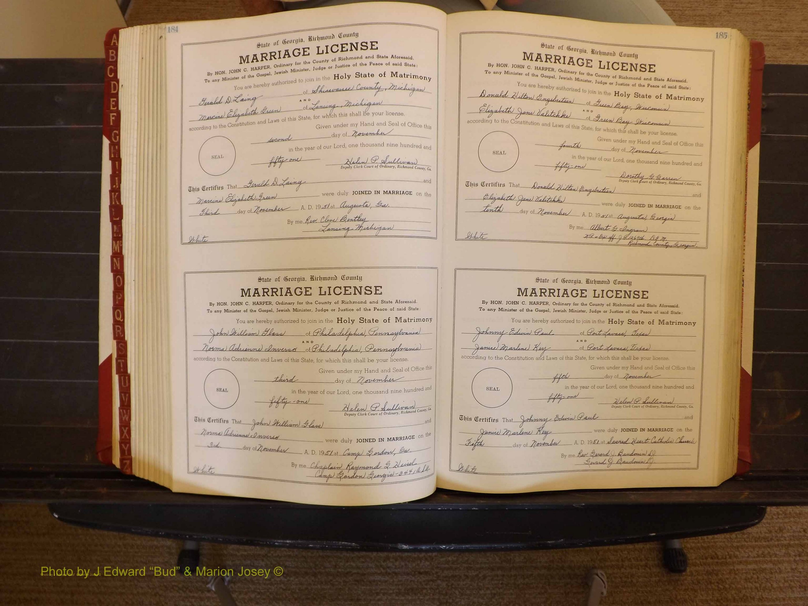 Richmond Marriages, ZZ, 1951-1952 P 184-185.JPG