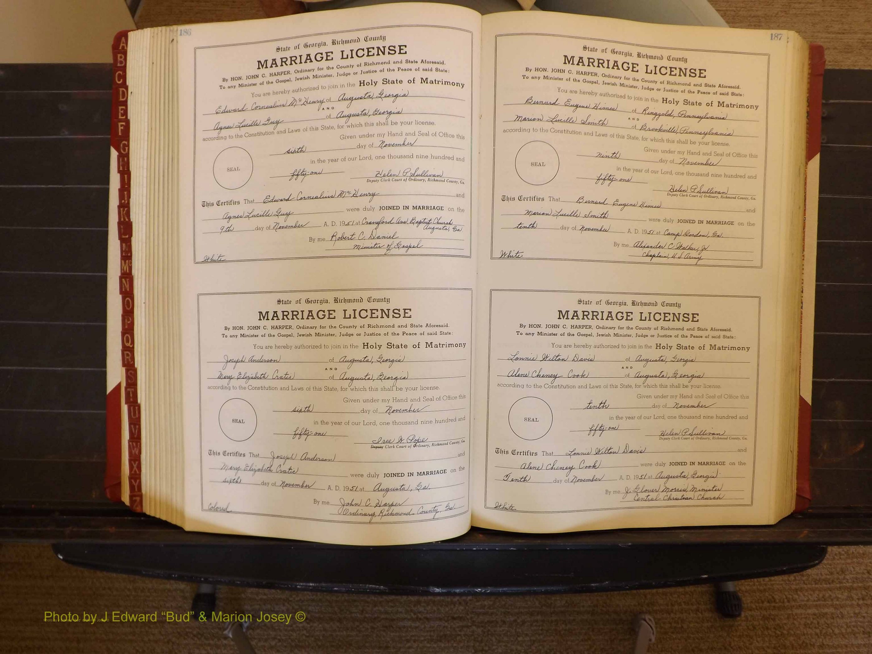 Richmond Marriages, ZZ, 1951-1952 P 186-187.JPG