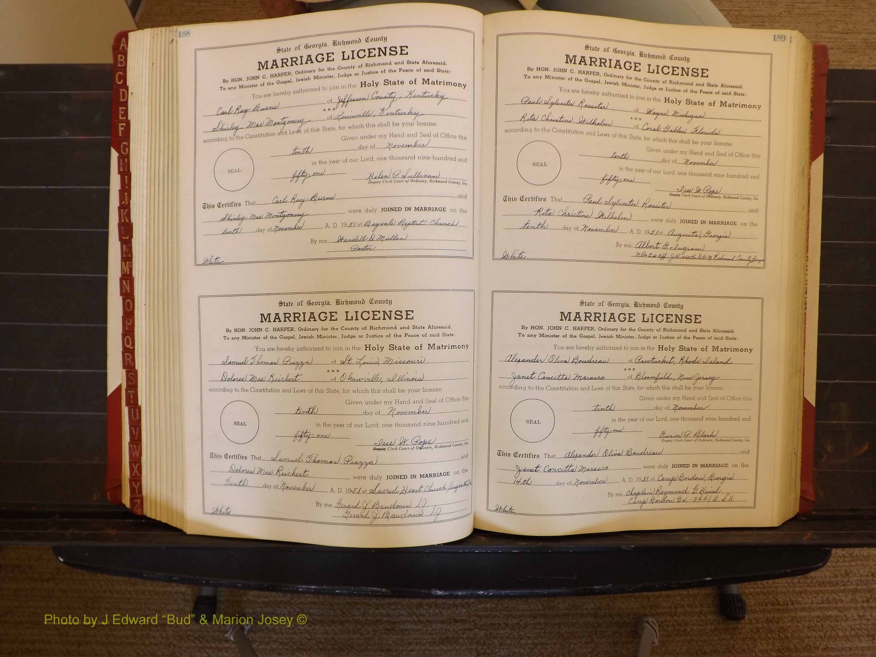Richmond Marriages, ZZ, 1951-1952 P 188-189.JPG