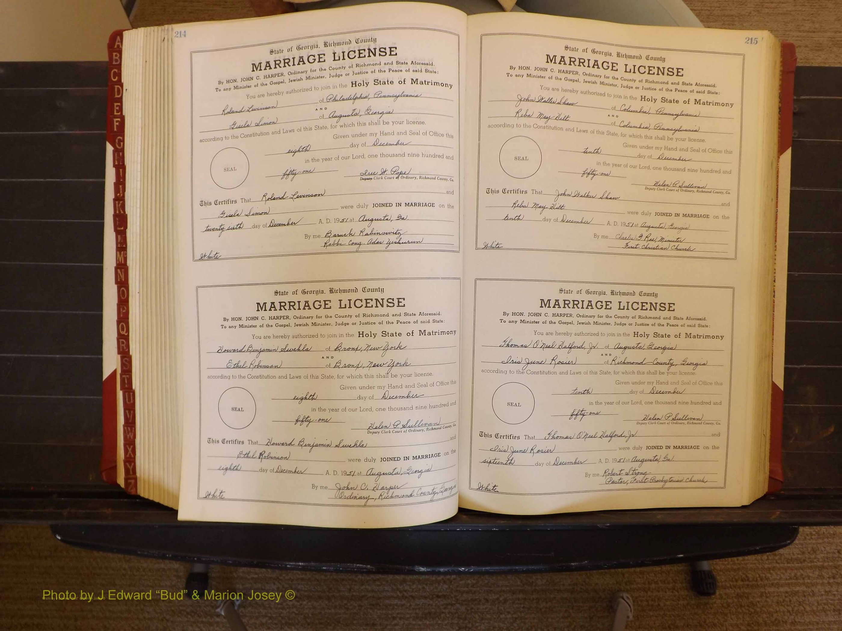 Richmond Marriages, ZZ, 1951-1952 P 214-215.JPG