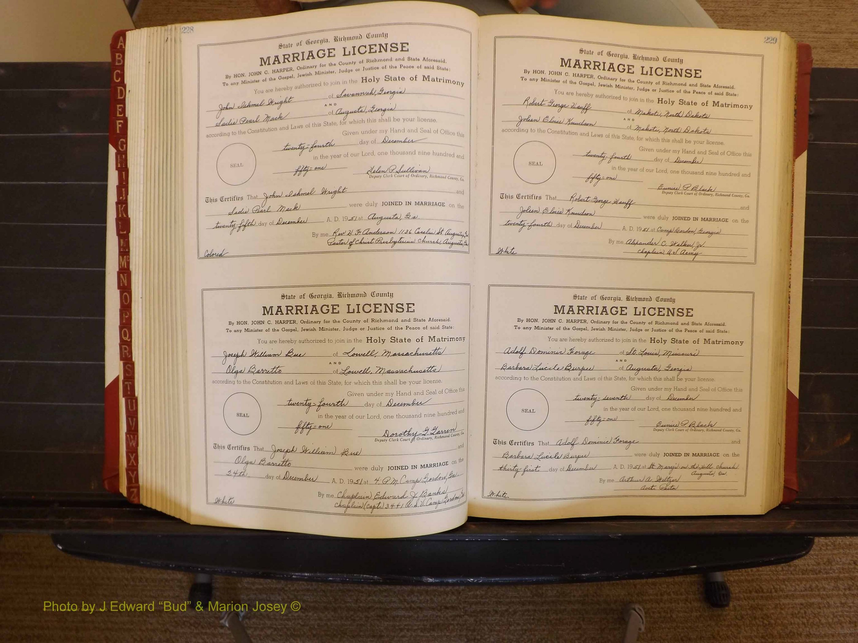 Richmond Marriages, ZZ, 1951-1952 P 228-229.JPG