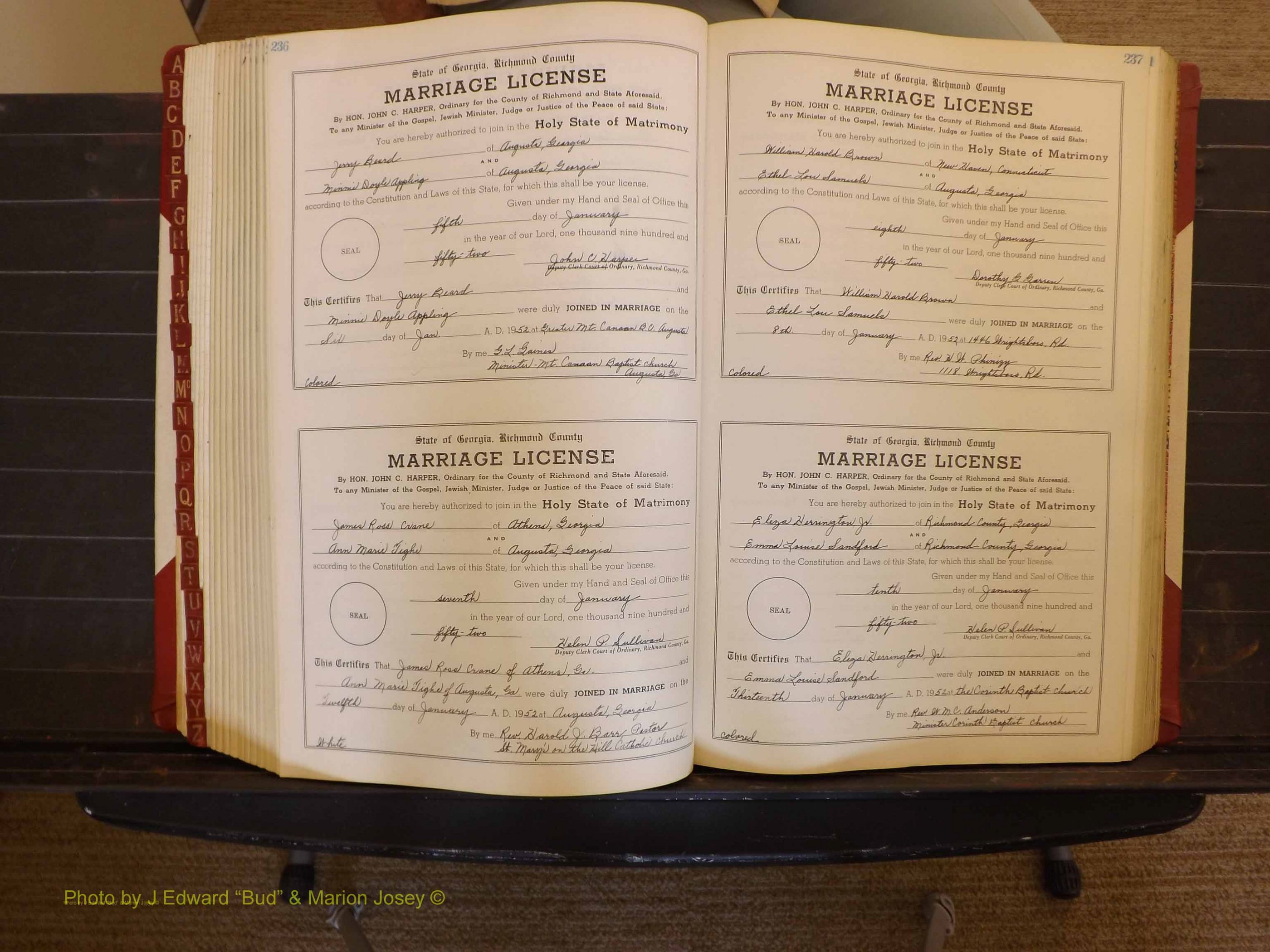 Richmond Marriages, ZZ, 1951-1952 P 236-237.JPG
