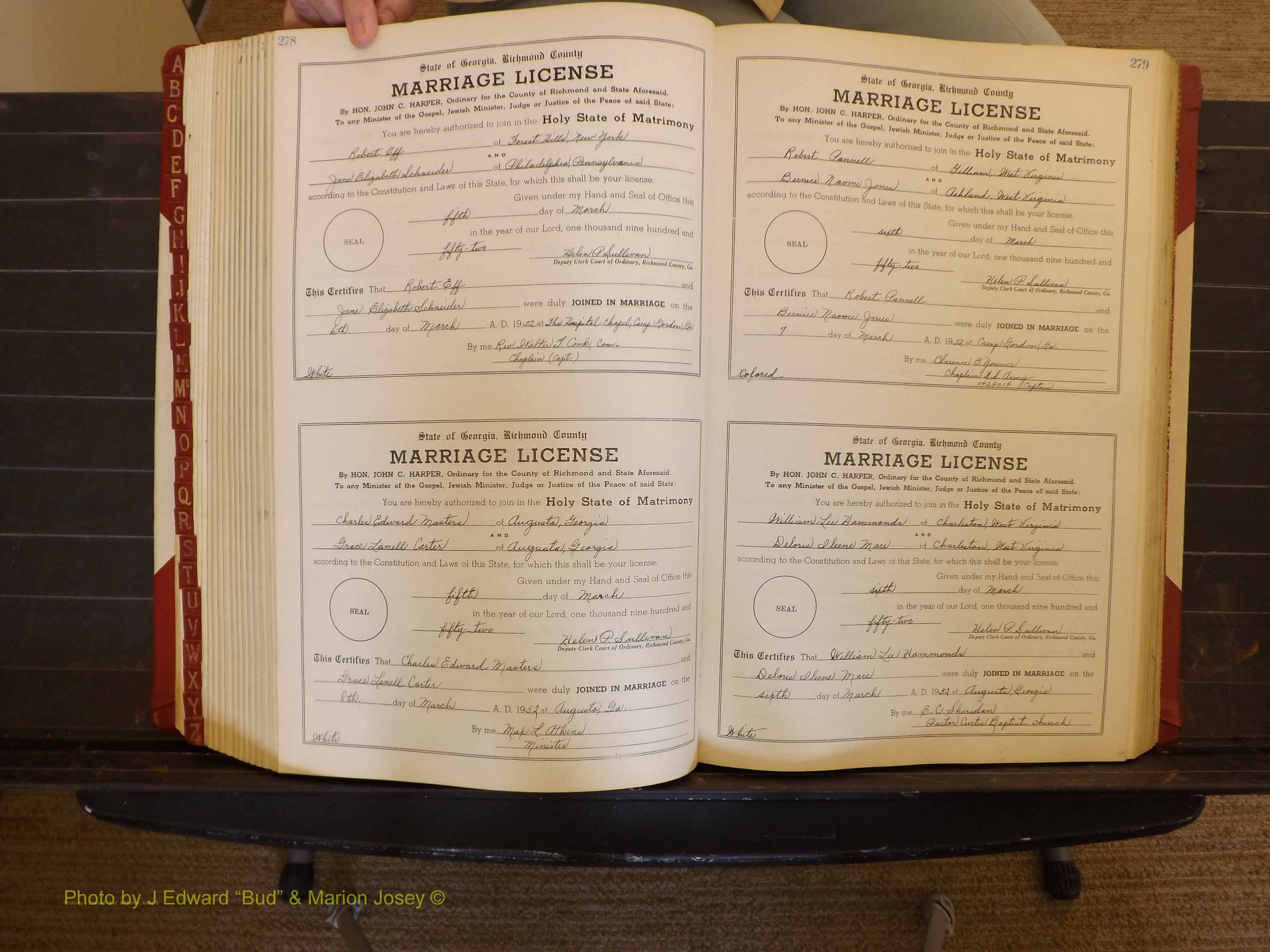 Richmond Marriages, ZZ, 1951-1952 P 278-279.JPG