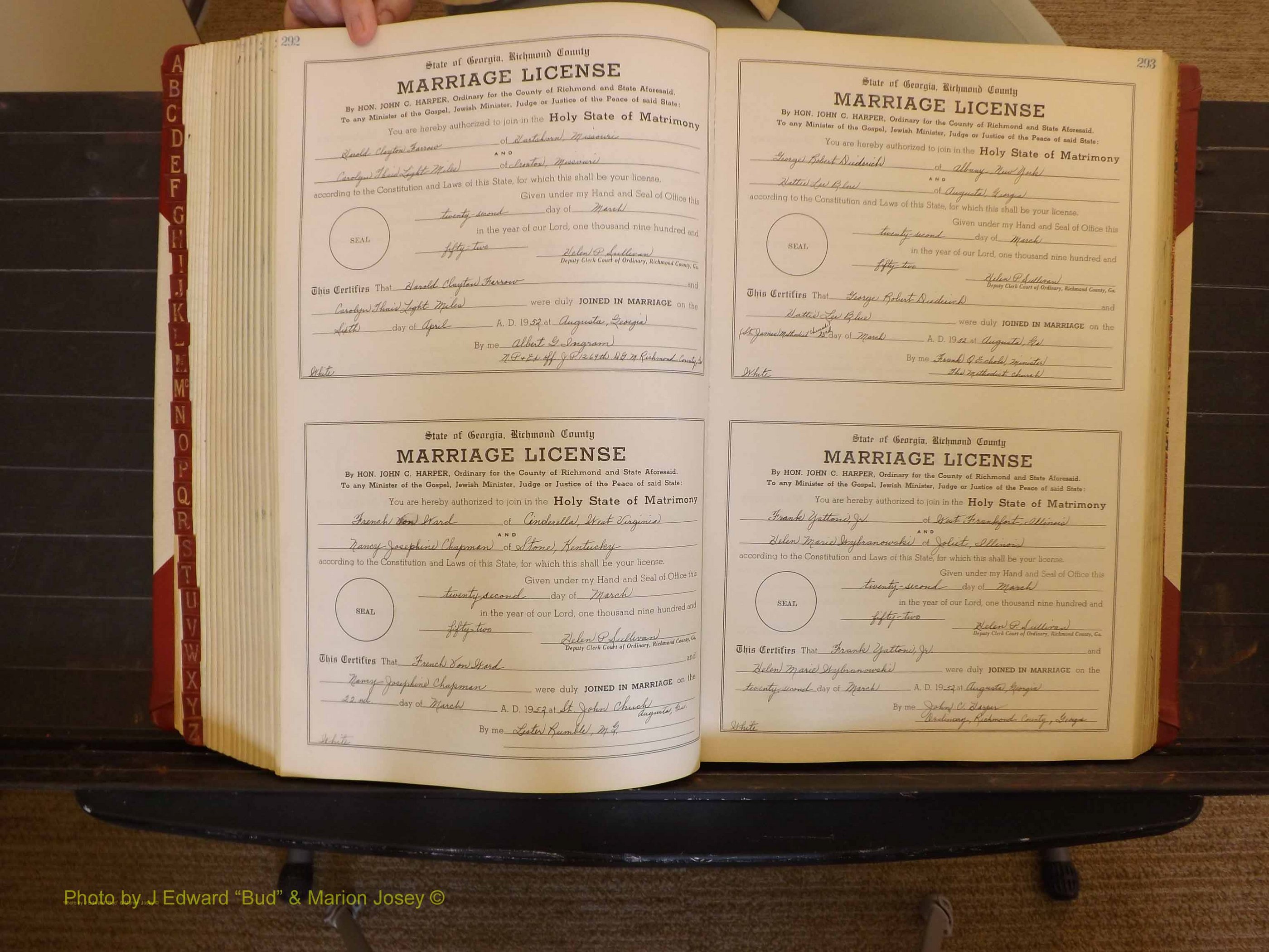 Richmond Marriages, ZZ, 1951-1952 P 292-293.JPG