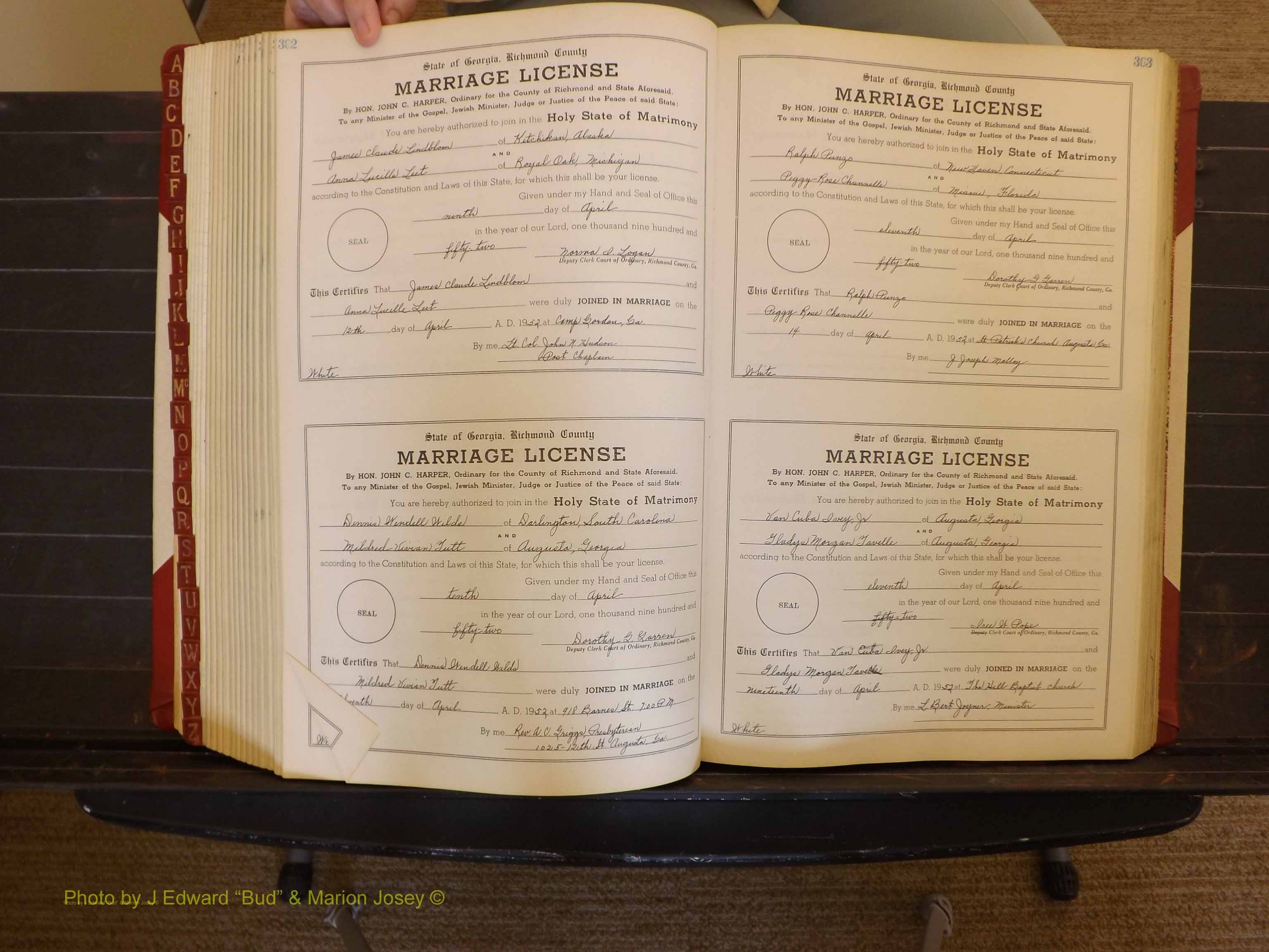 Richmond Marriages, ZZ, 1951-1952 P 302-303.JPG