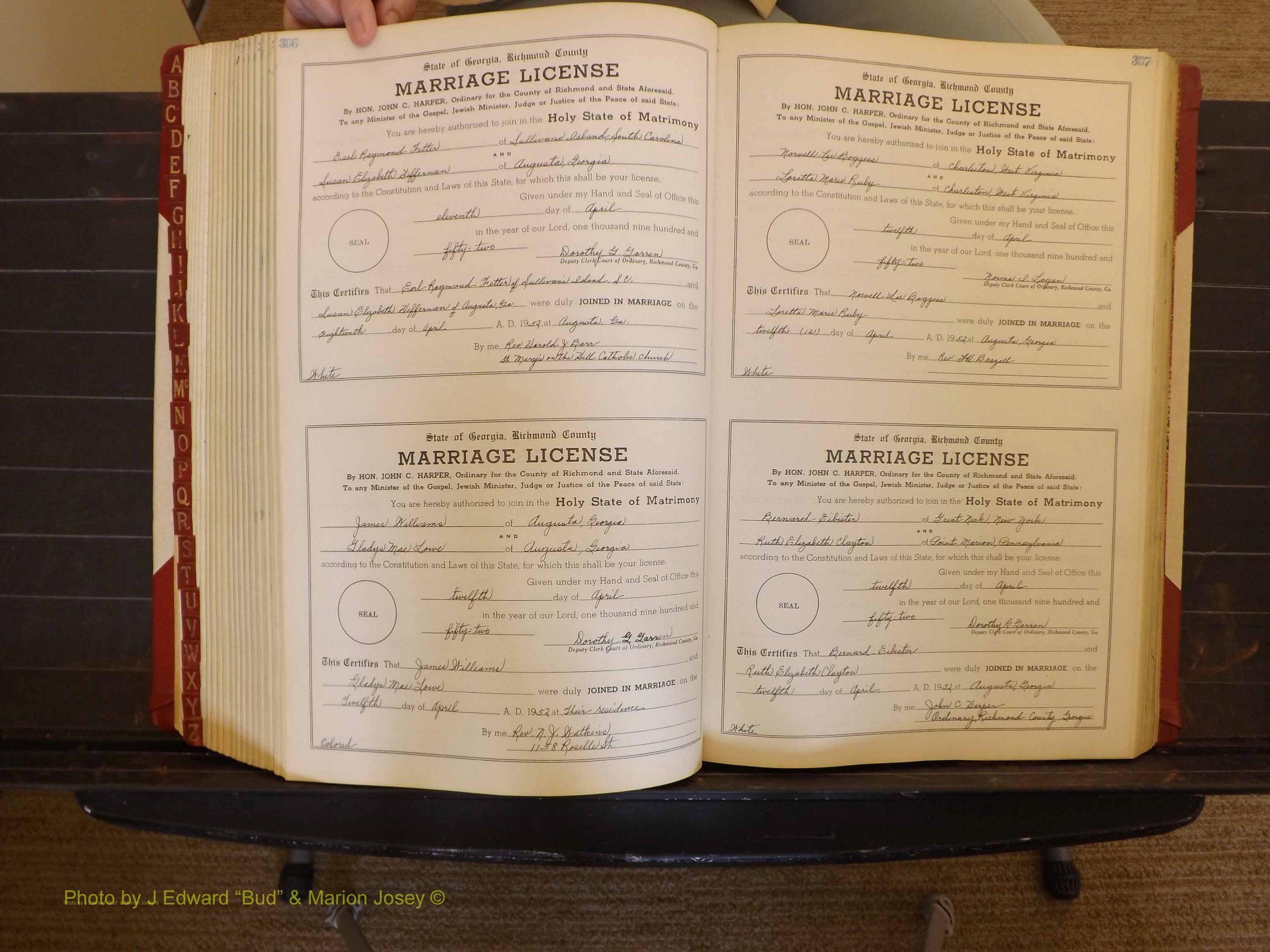 Richmond Marriages, ZZ, 1951-1952 P 306-307.JPG