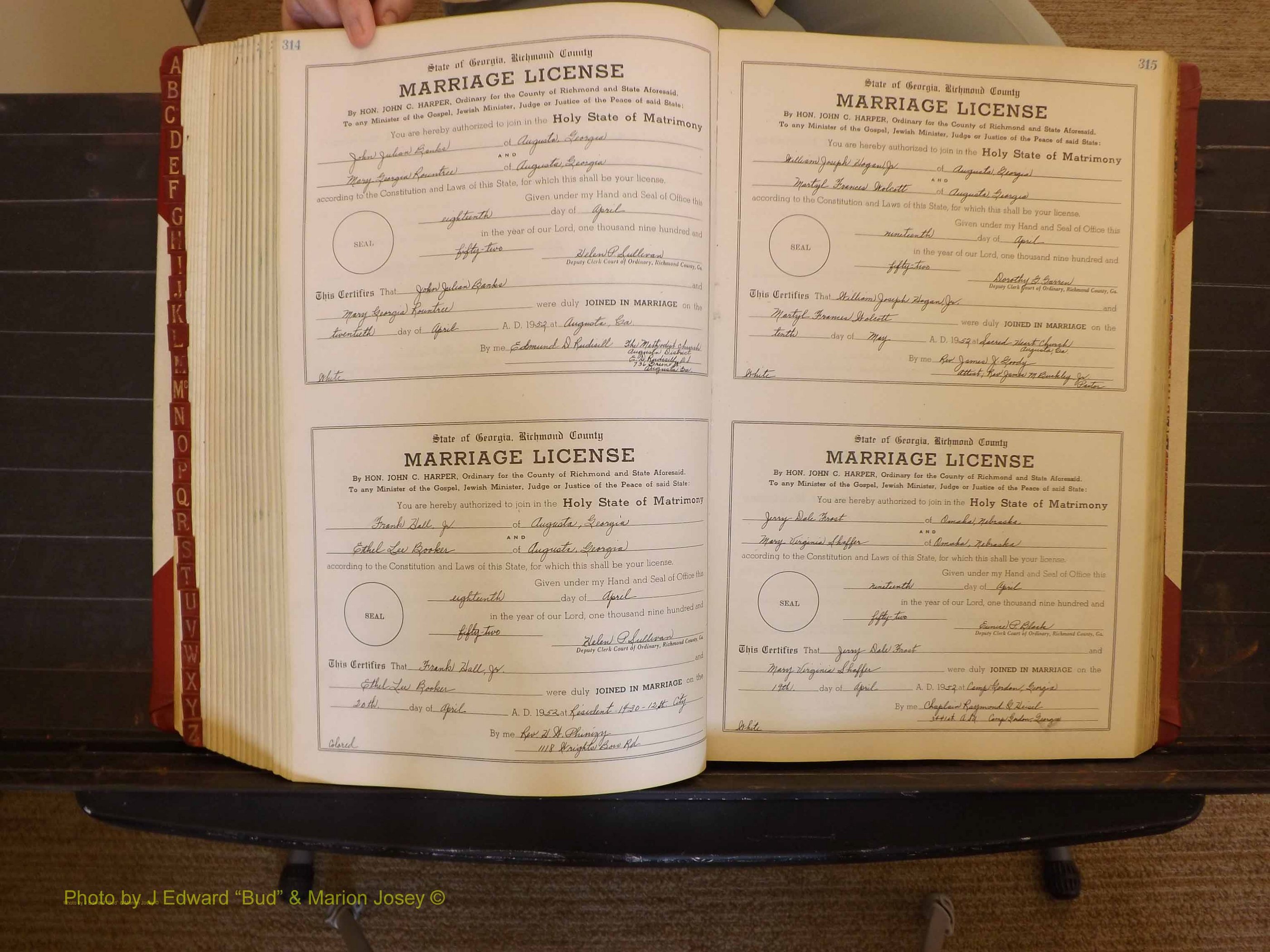 Richmond Marriages, ZZ, 1951-1952 P 314-315.JPG