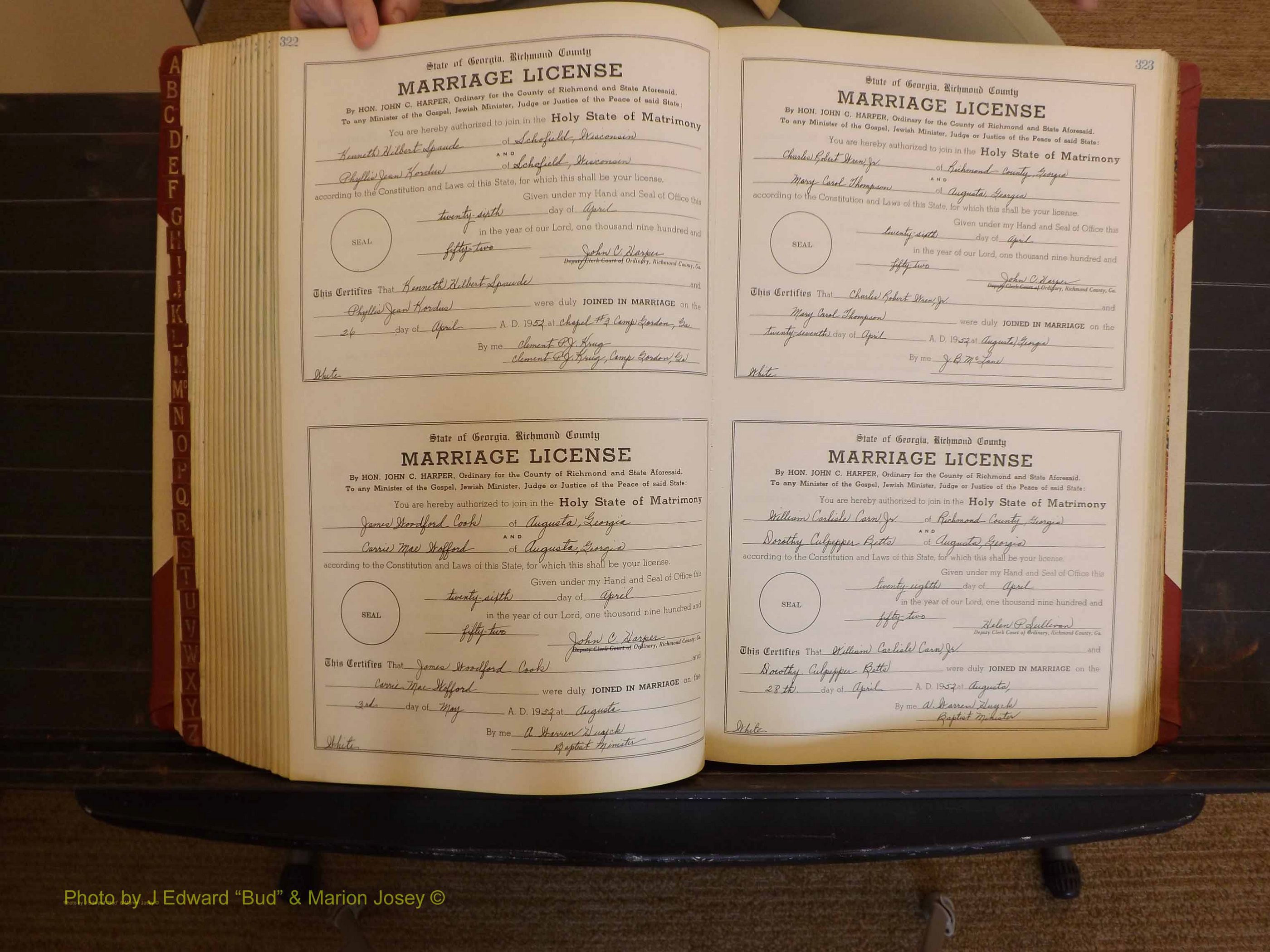 Richmond Marriages, ZZ, 1951-1952 P 322-323.JPG