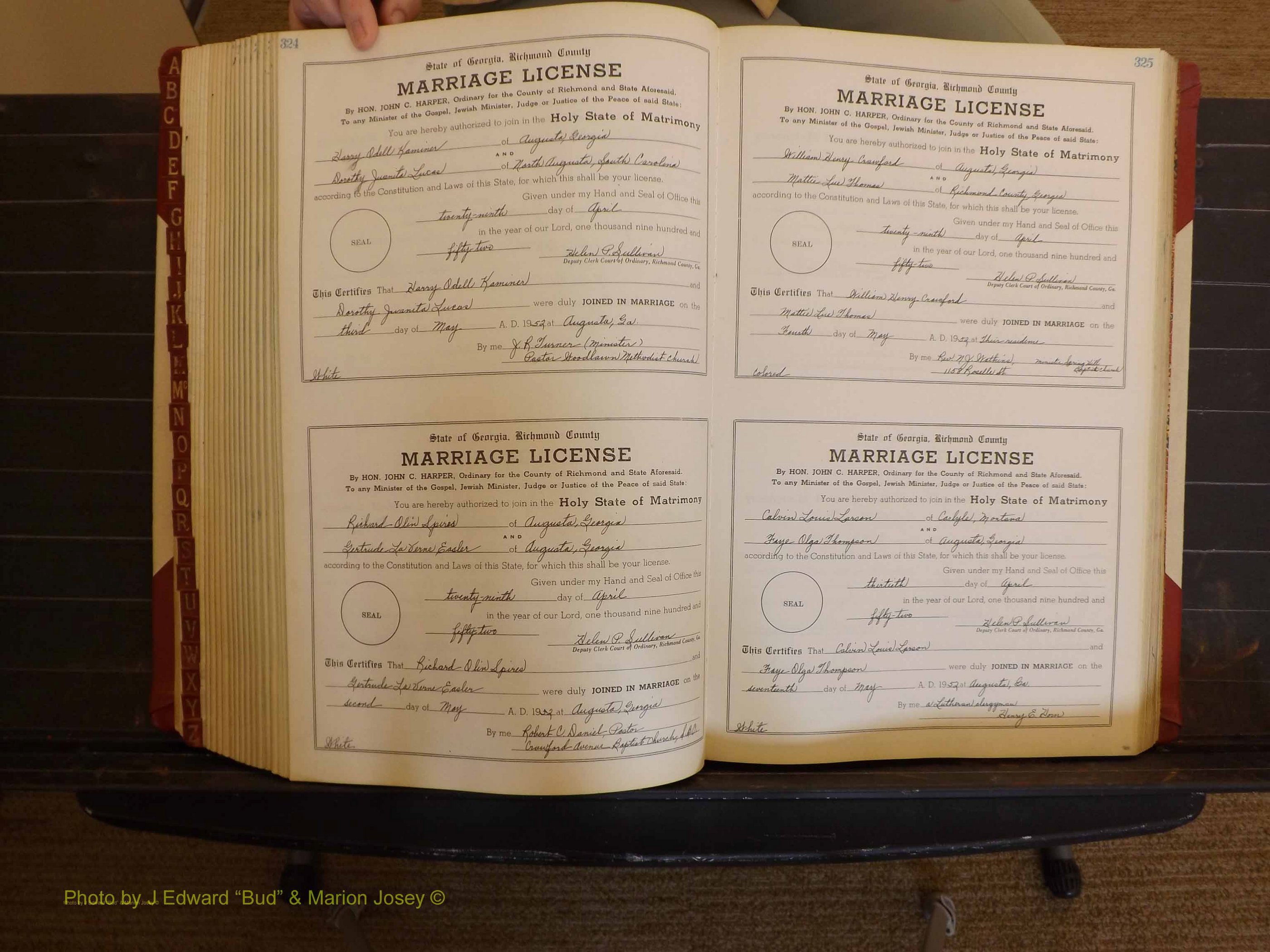 Richmond Marriages, ZZ, 1951-1952 P 324-325.JPG