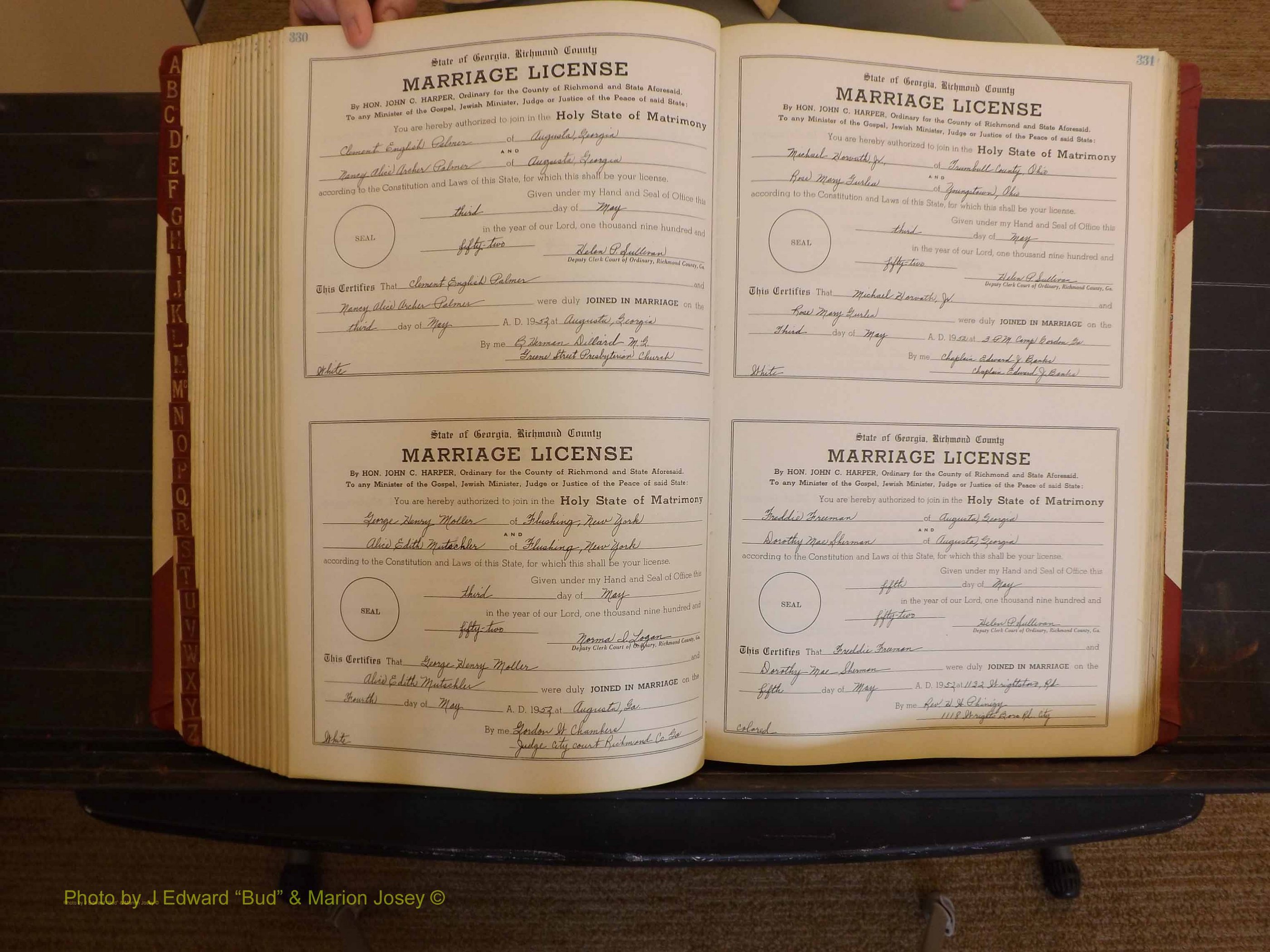 Richmond Marriages, ZZ, 1951-1952 P 330-331.JPG