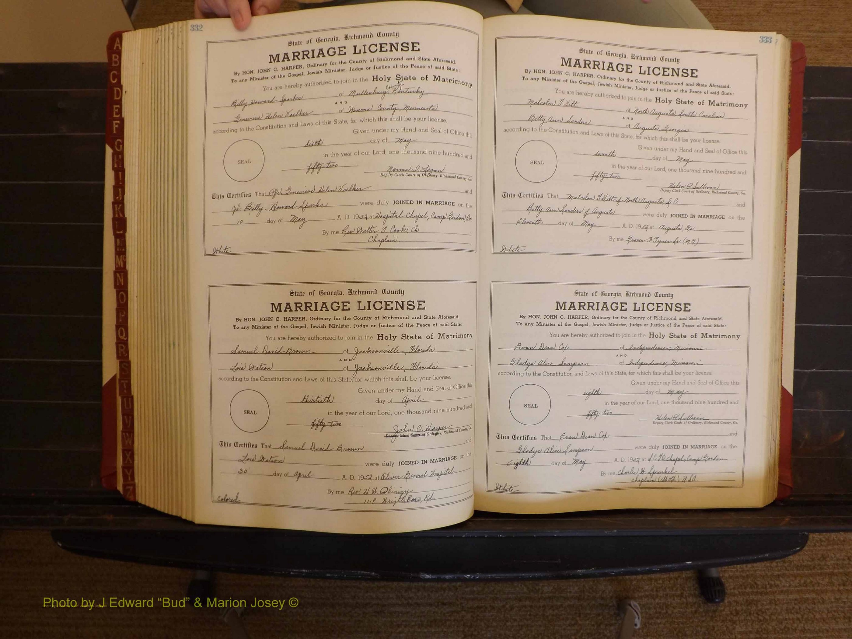 Richmond Marriages, ZZ, 1951-1952 P 332-333.JPG