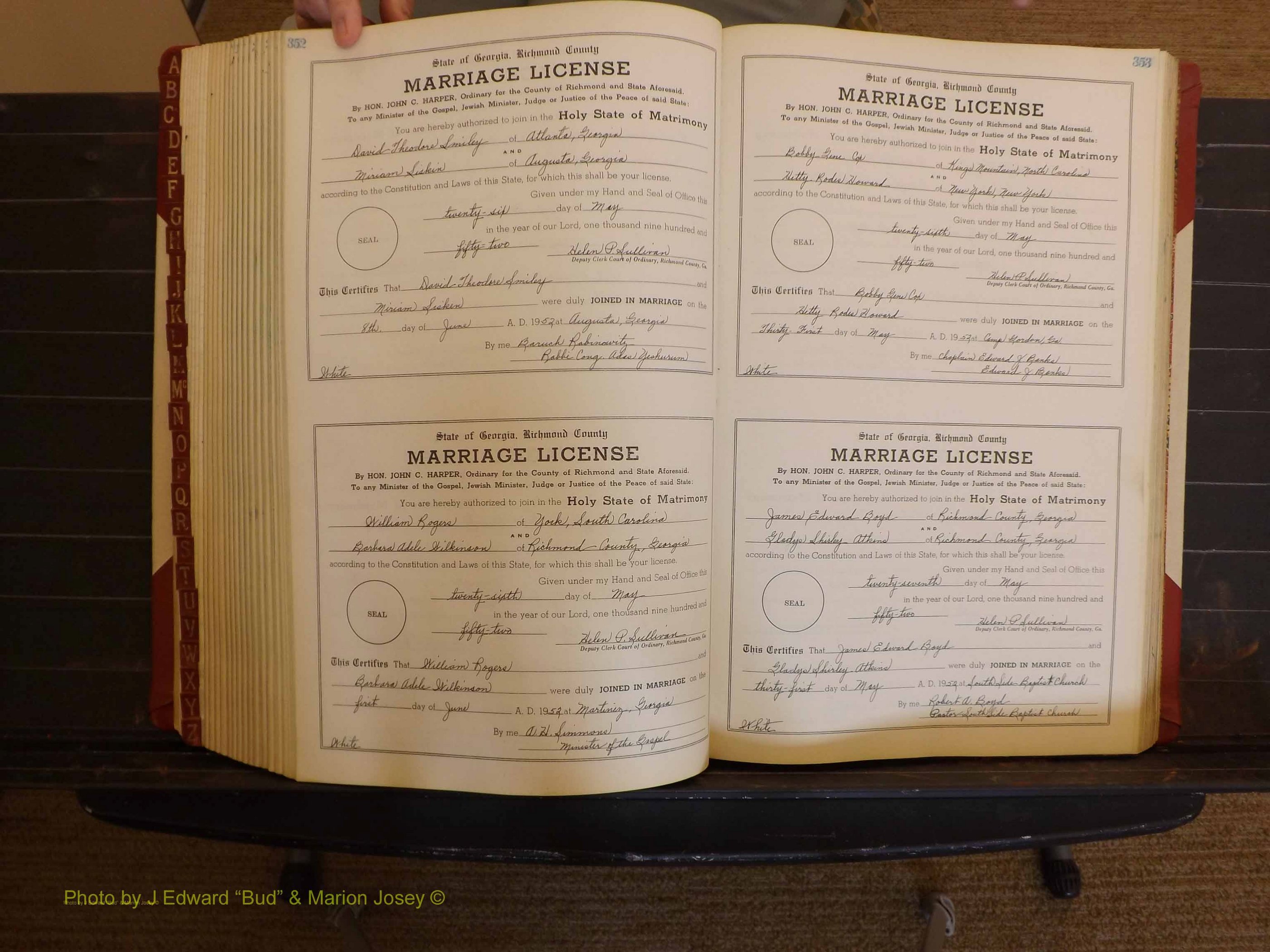 Richmond Marriages, ZZ, 1951-1952 P 352-353.JPG
