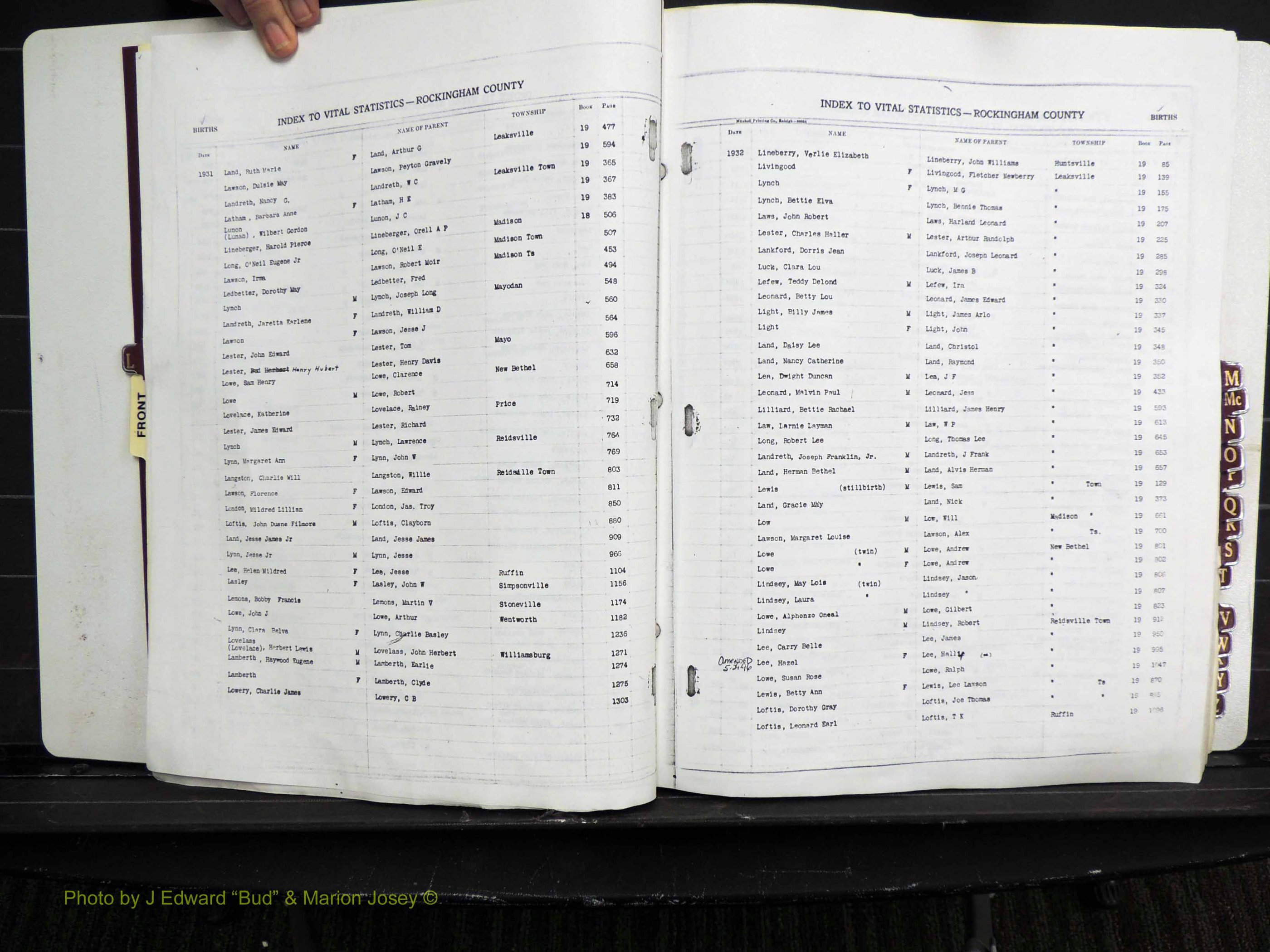 Rockingham Co, NC, Births, L-Z, 1929-1948 (103).JPG