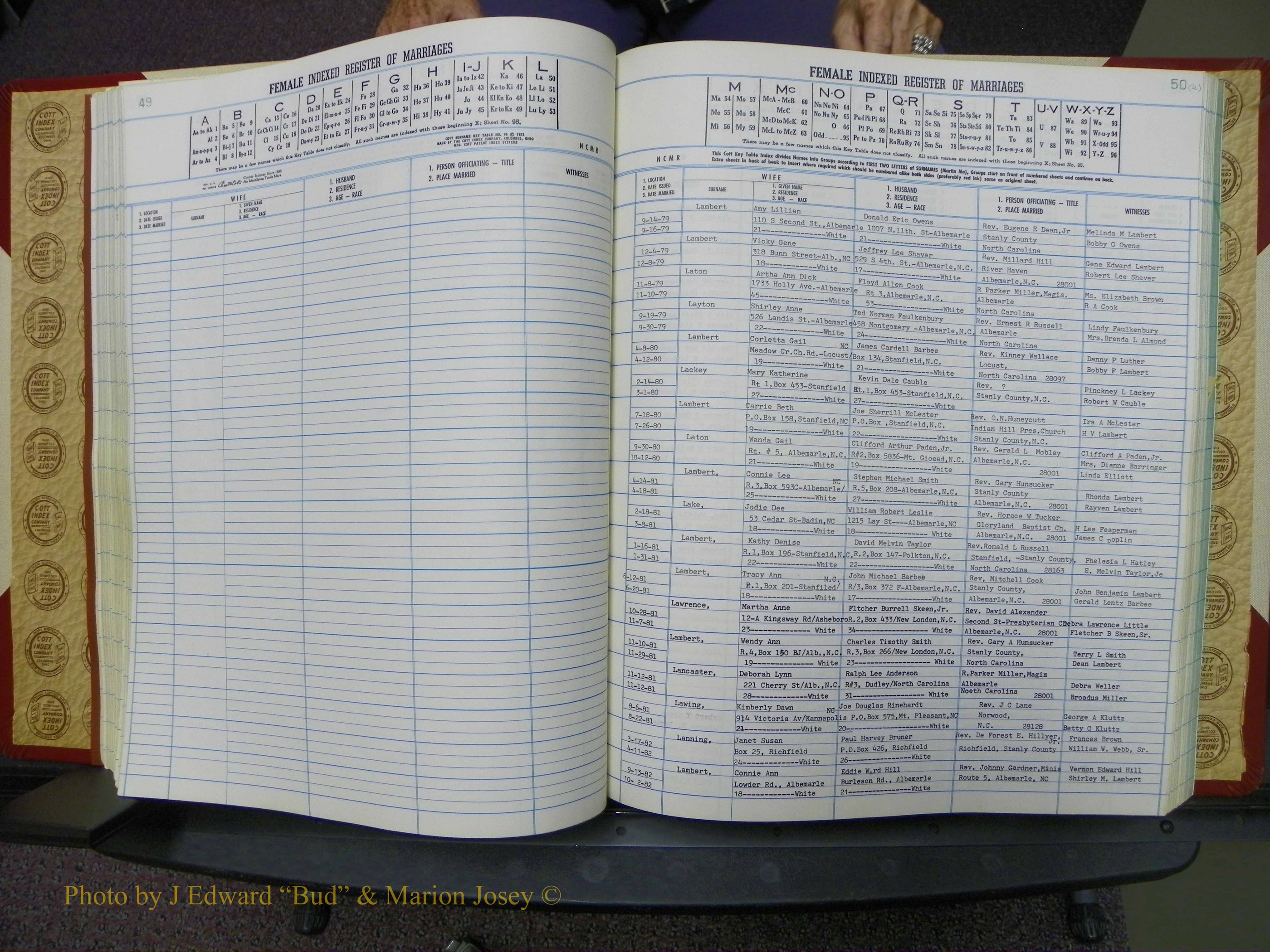 Stanley Co, NC Marriages, Female Index, A-Z, 1979-1994 (108).JPG