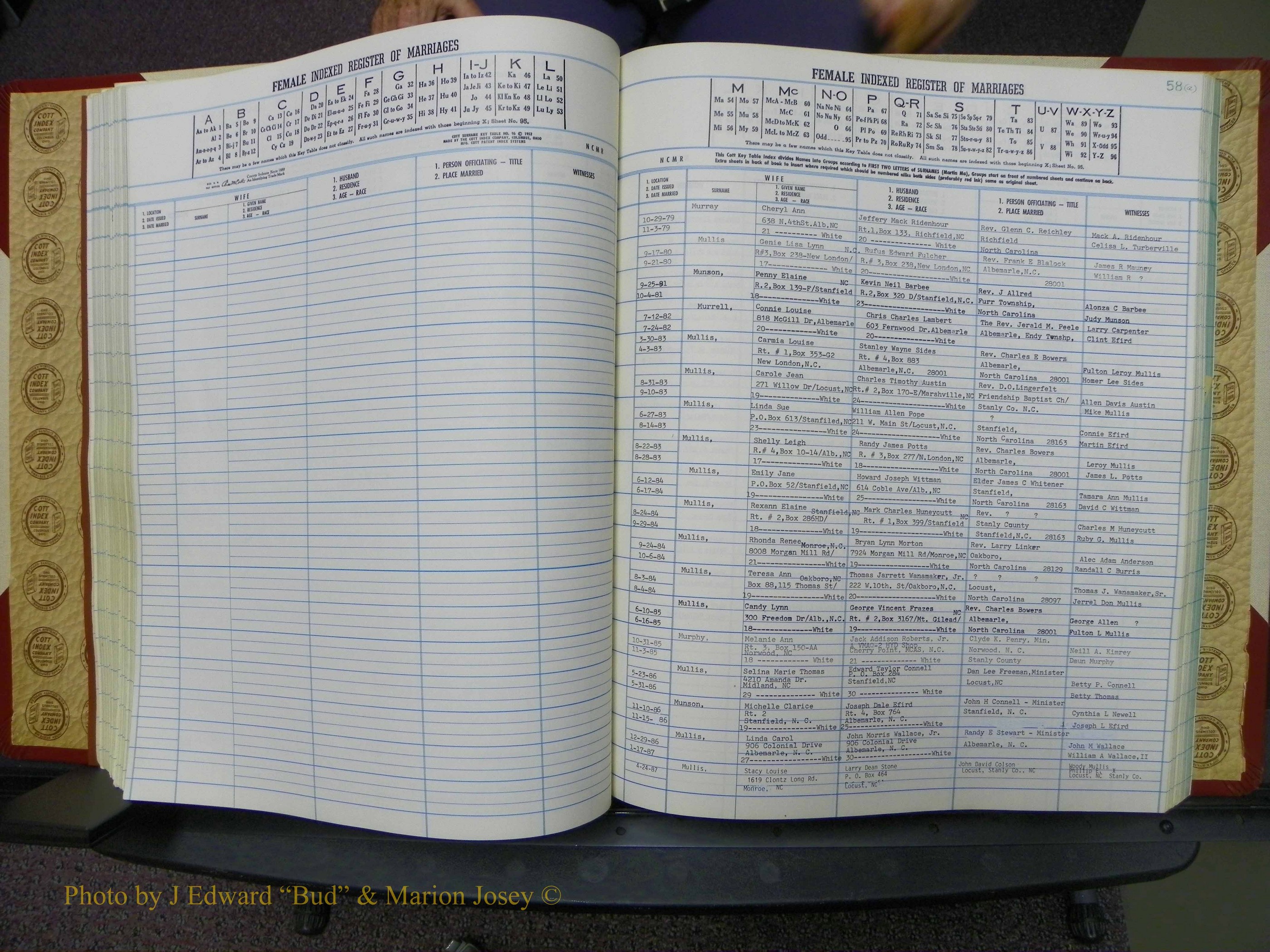Stanley Co, NC Marriages, Female Index, A-Z, 1979-1994 (131).JPG