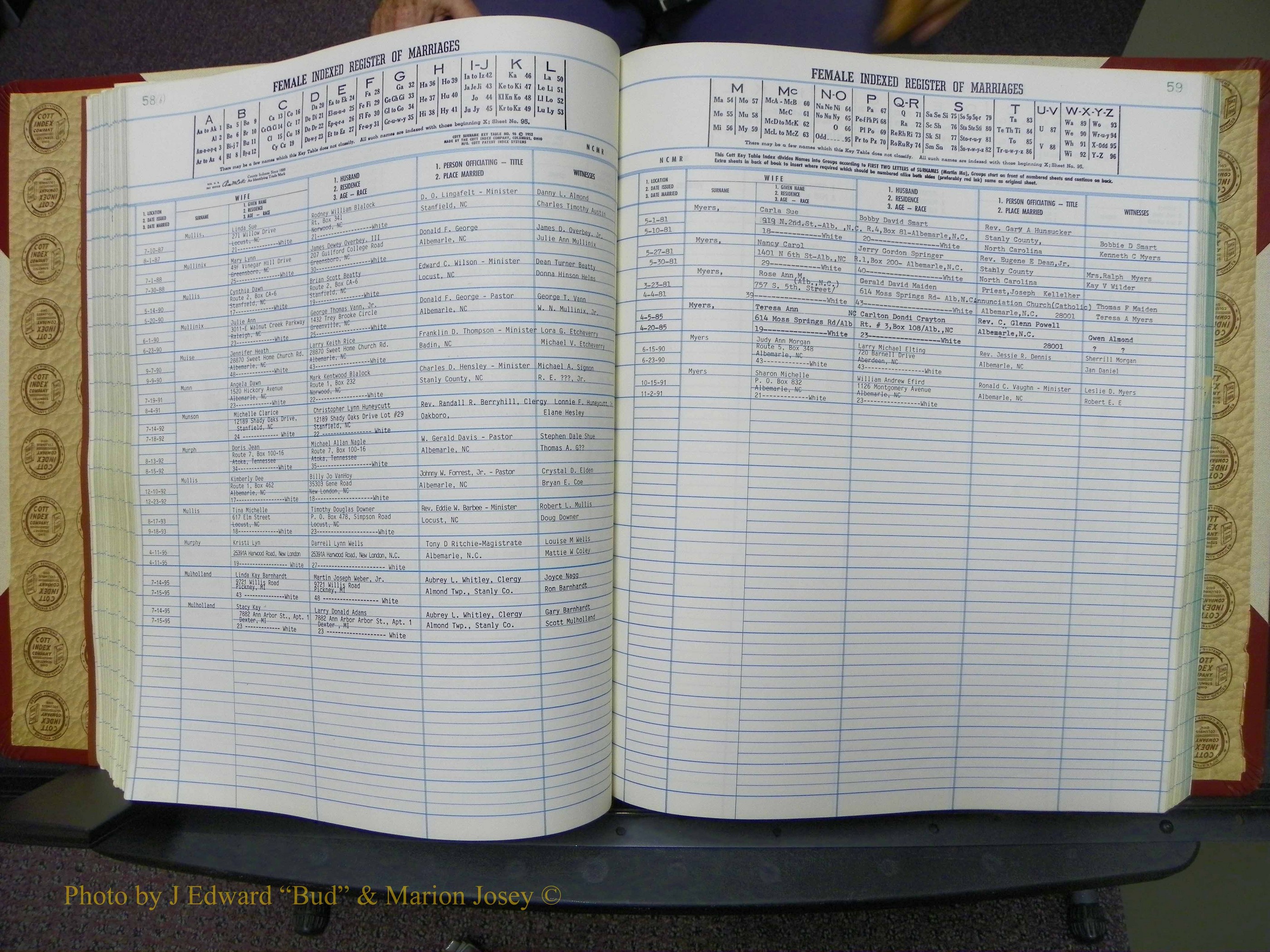Stanley Co, NC Marriages, Female Index, A-Z, 1979-1994 (133).JPG