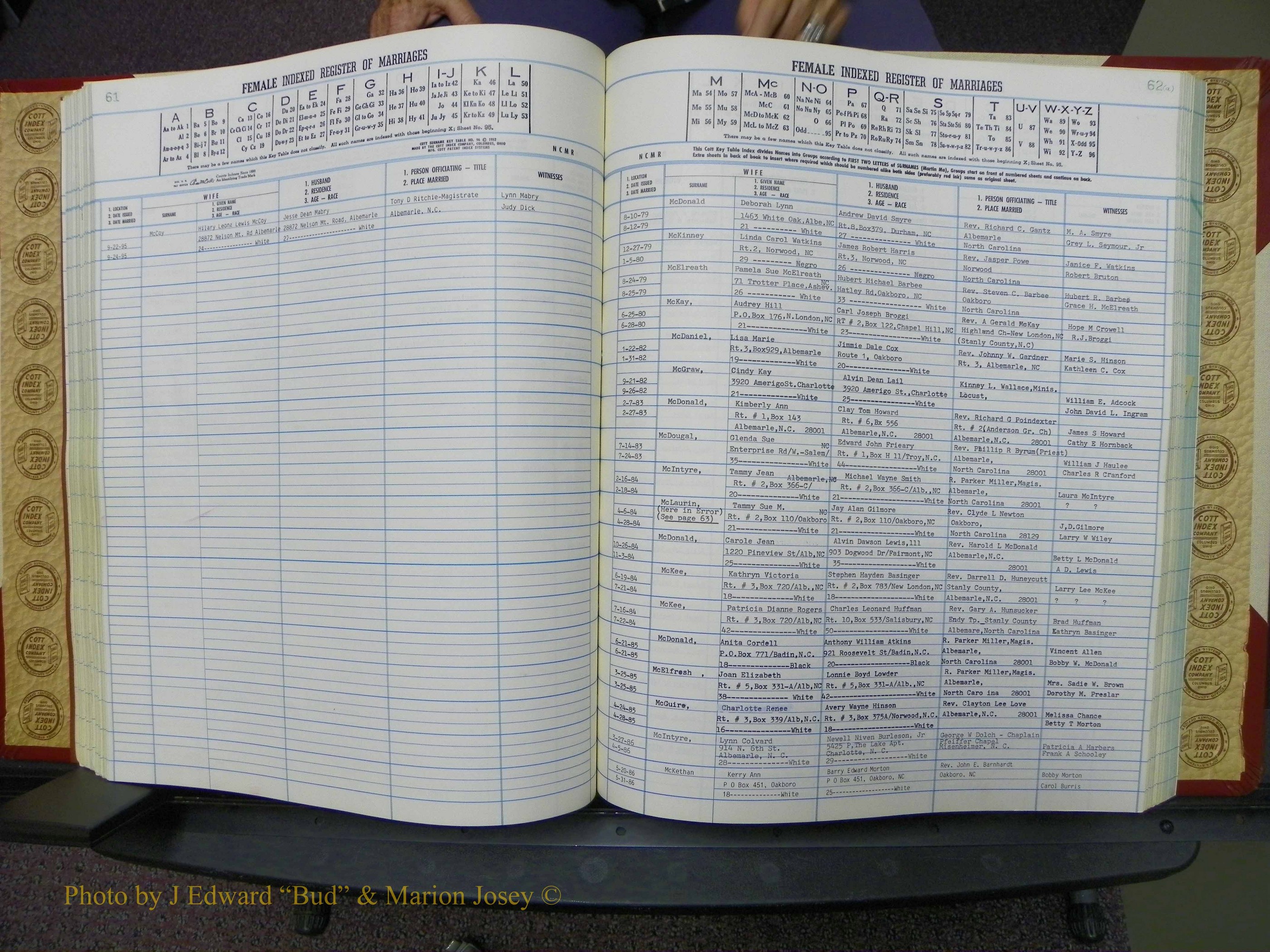 Stanley Co, NC Marriages, Female Index, A-Z, 1979-1994 (136).JPG