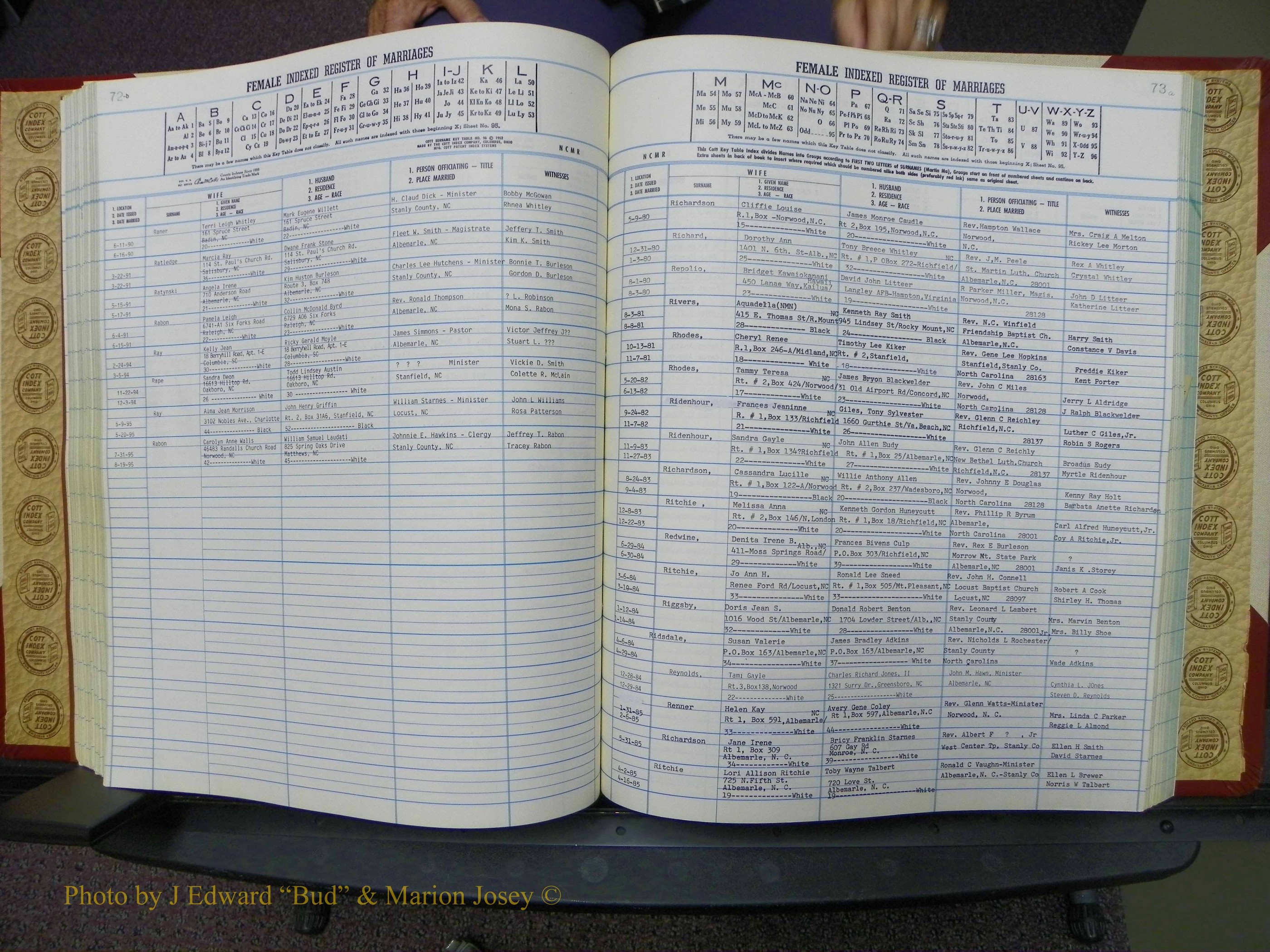 Stanley Co, NC Marriages, Female Index, A-Z, 1979-1994 (151).JPG