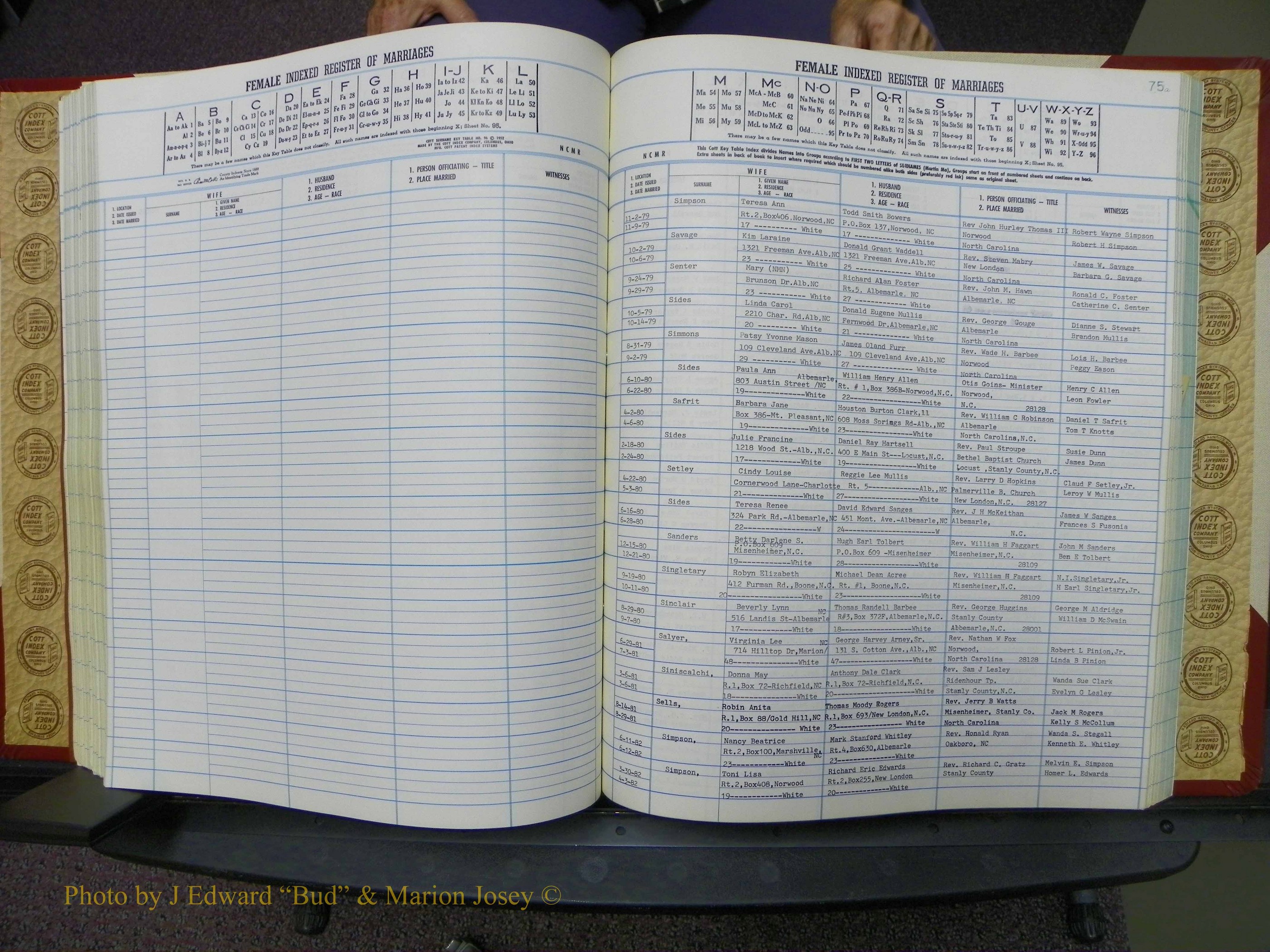 Stanley Co, NC Marriages, Female Index, A-Z, 1979-1994 (156).JPG