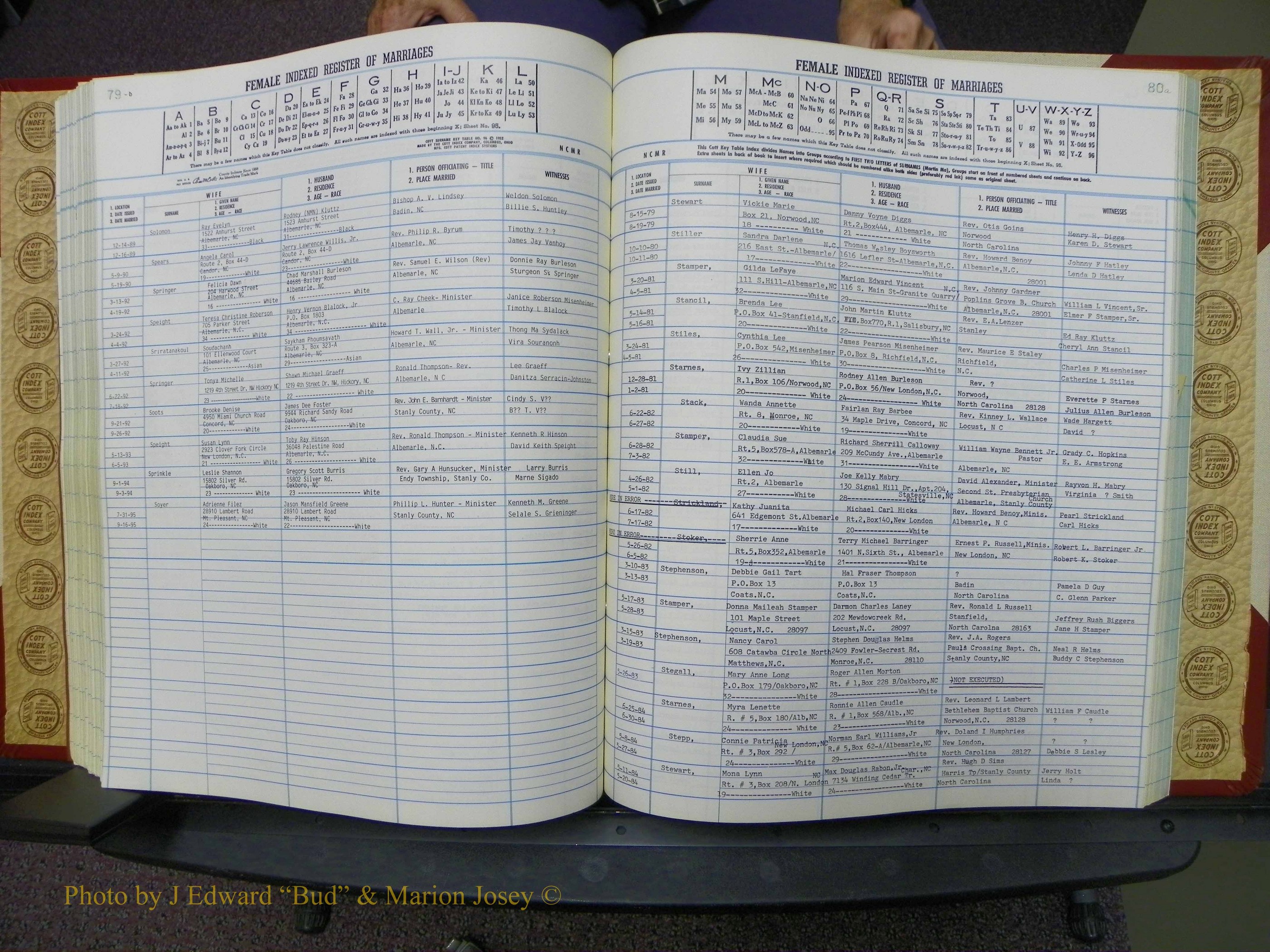 Stanley Co, NC Marriages, Female Index, A-Z, 1979-1994 (170).JPG
