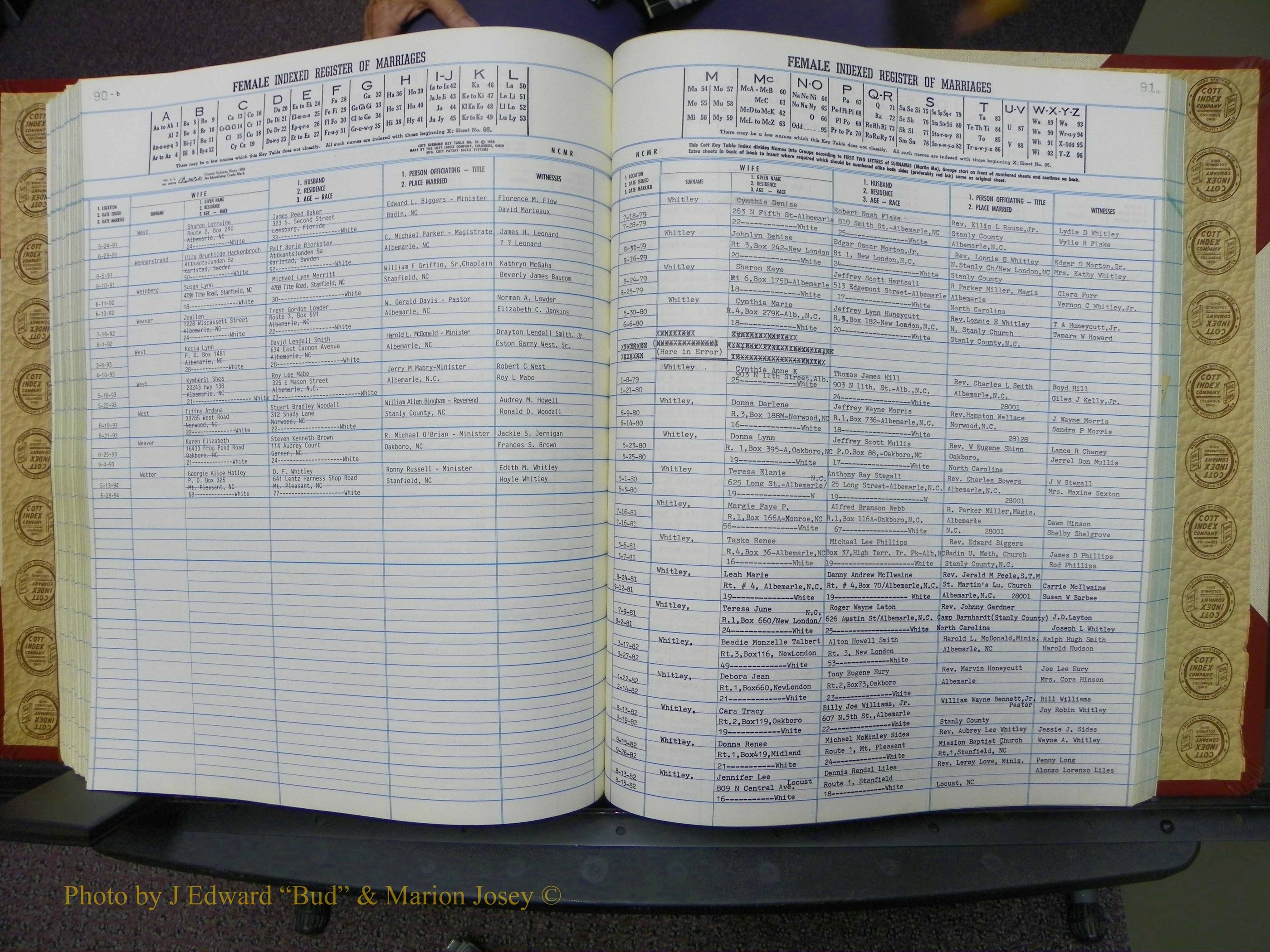 Stanley Co, NC Marriages, Female Index, A-Z, 1979-1994 (190).JPG