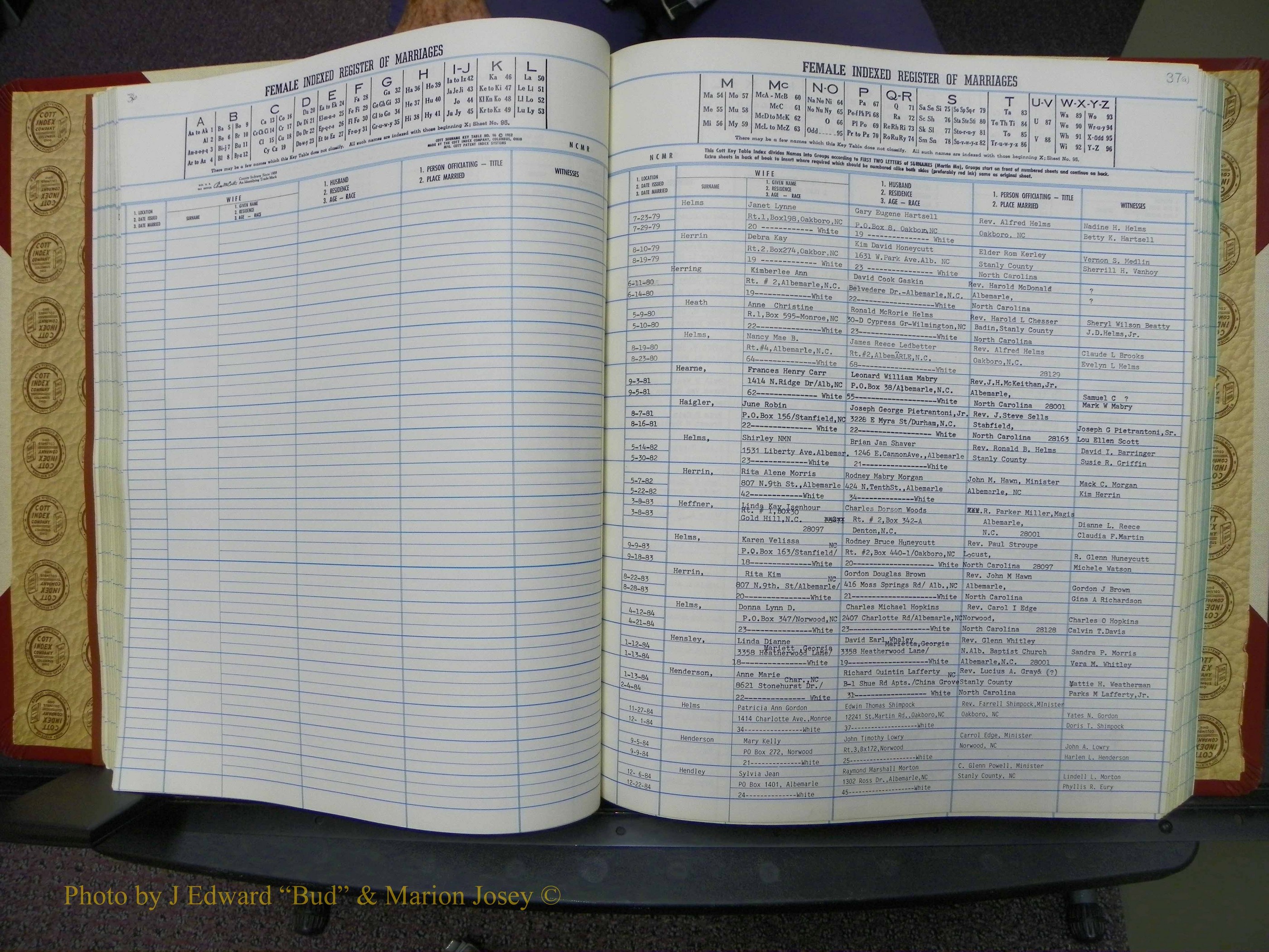 Stanley Co, NC Marriages, Female Index, A-Z, 1979-1994 (84).JPG