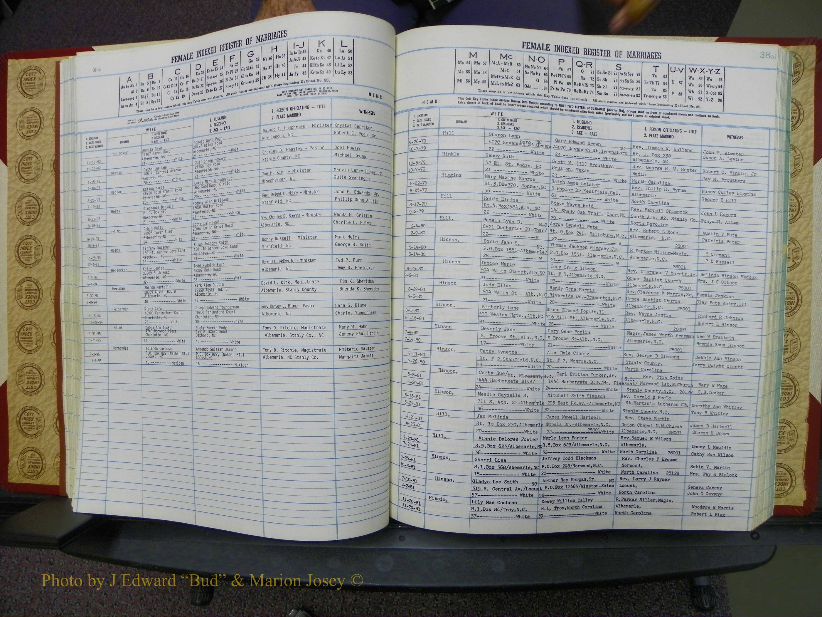 Stanley Co, NC Marriages, Female Index, A-Z, 1979-1994 (86).JPG