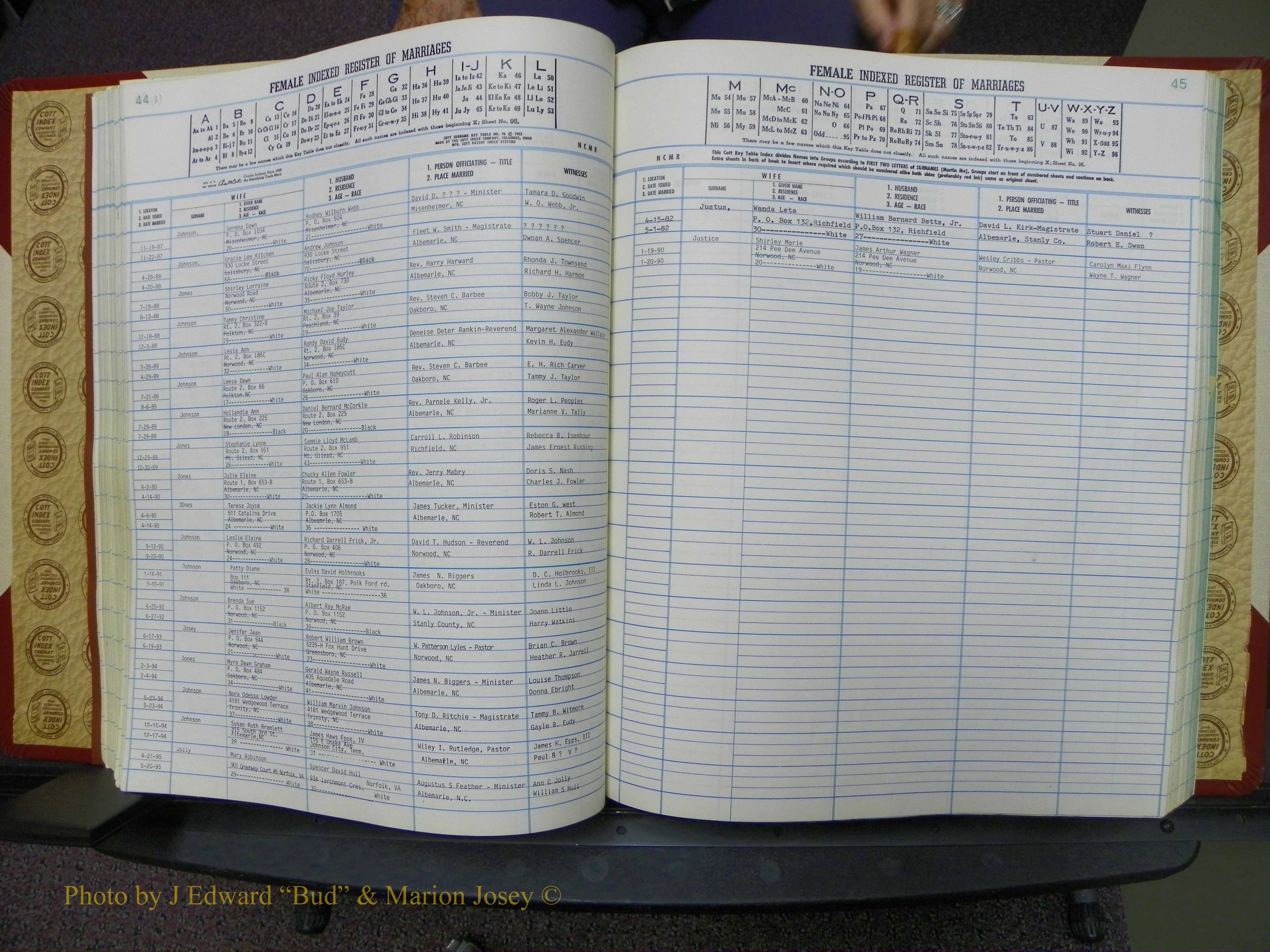 Stanley Co, NC Marriages, Female Index, A-Z, 1979-1994 (99).JPG