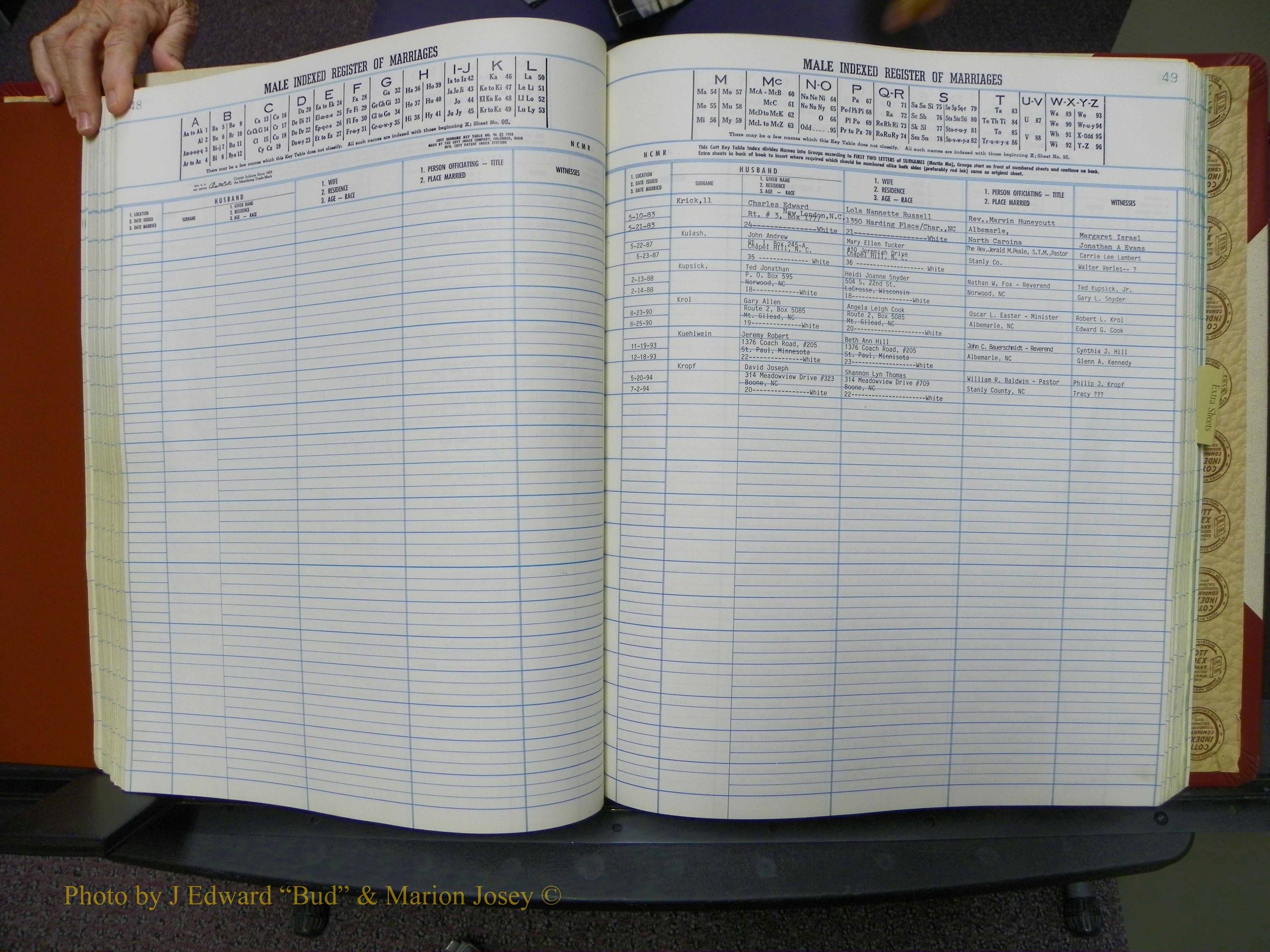 Stanley Co, NC Marriages, Male Index, A-Z, 1979-1994 (105).JPG