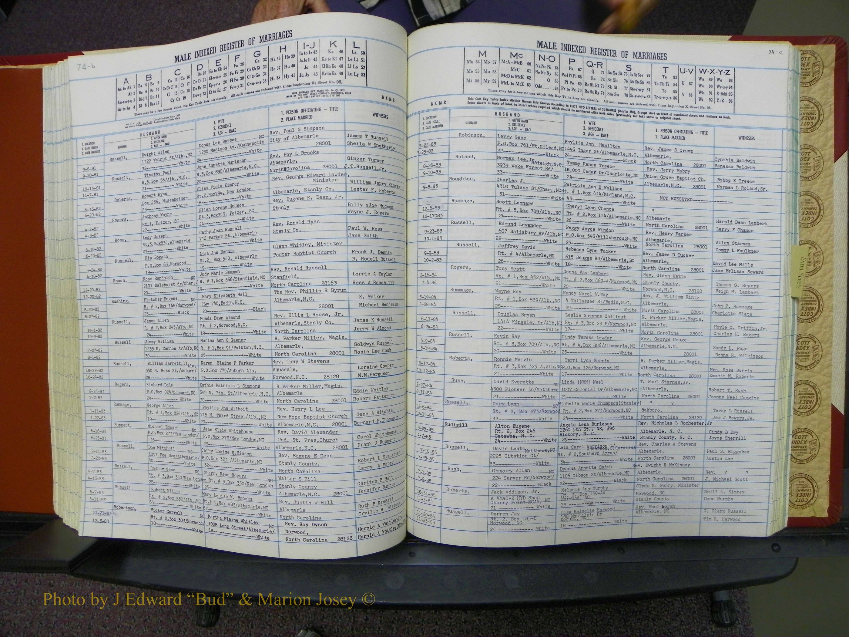 Stanley Co, NC Marriages, Male Index, A-Z, 1979-1994 (155).JPG