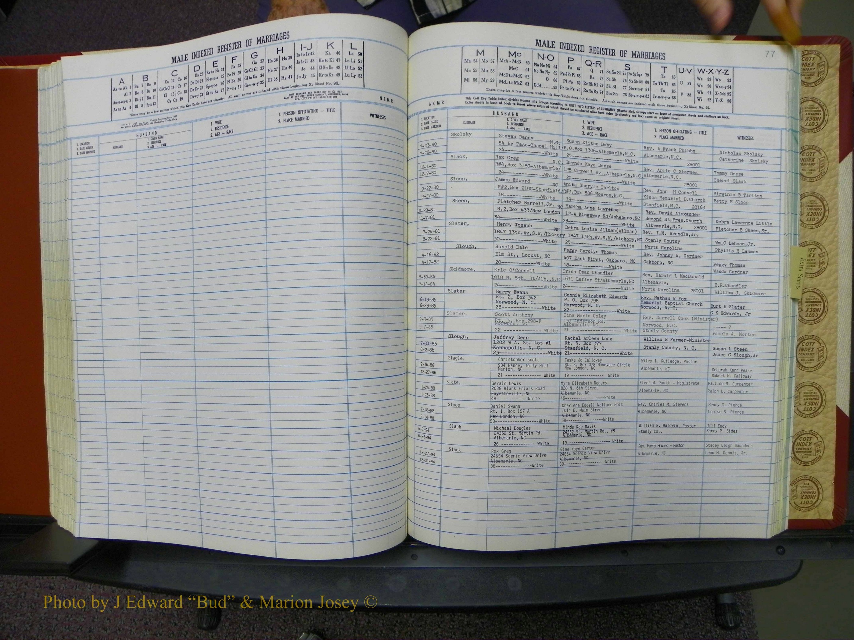 Stanley Co, NC Marriages, Male Index, A-Z, 1979-1994 (165).JPG
