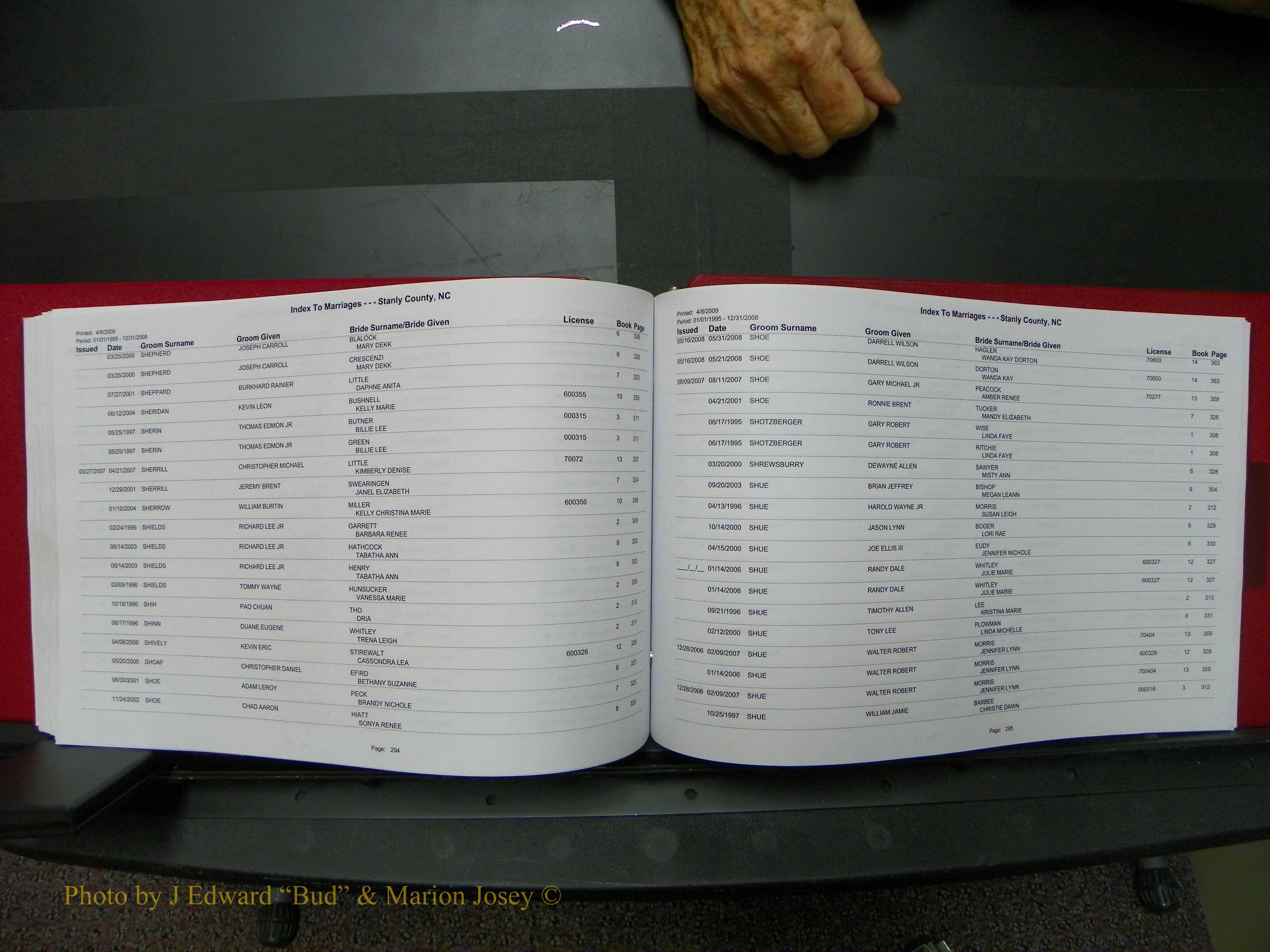 Stanley Co, NC Marriages, Male Index, A-Z, 1995-2008 (148).JPG