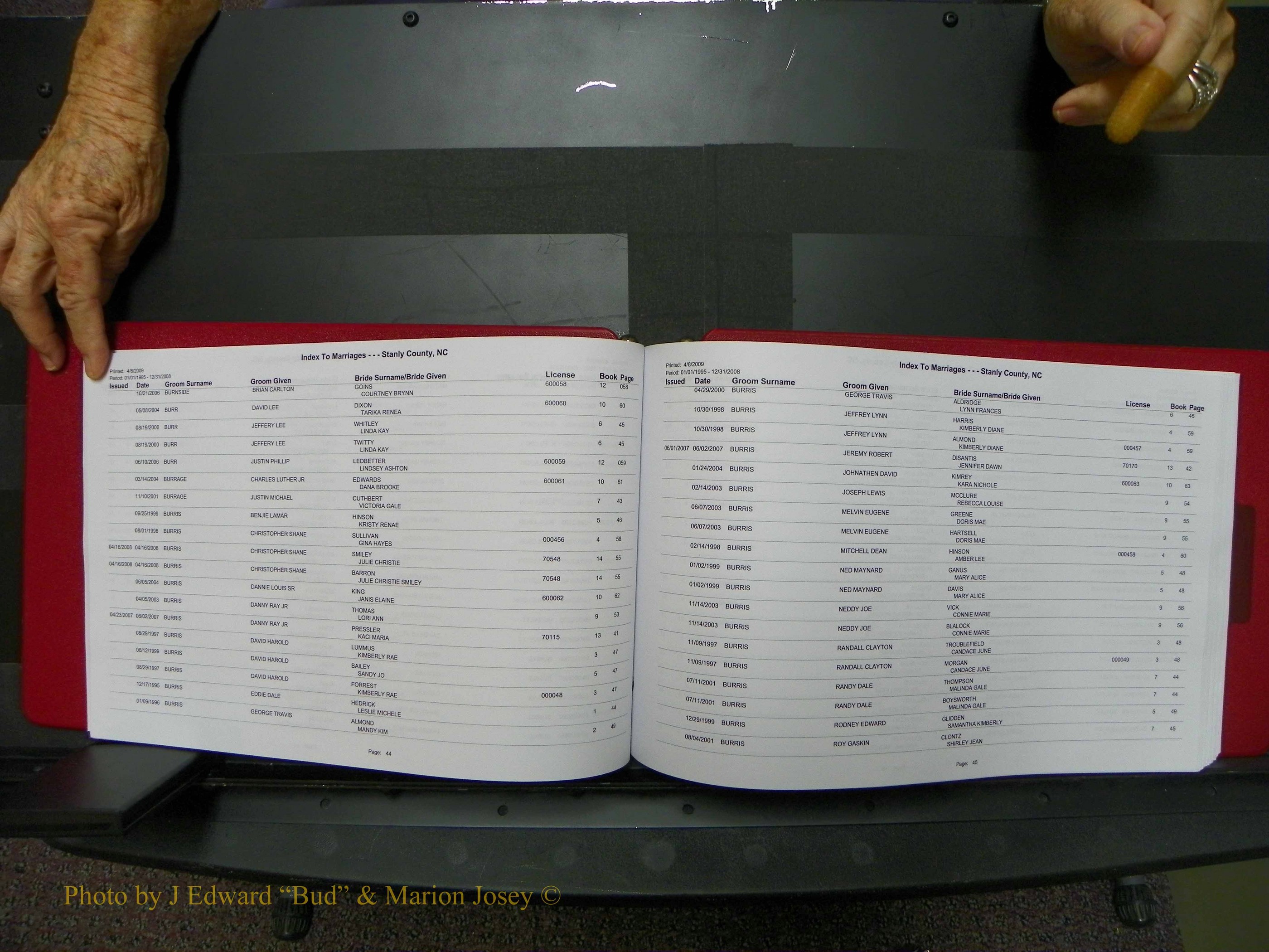 Stanley Co, NC Marriages, Male Index, A-Z, 1995-2008 (24).JPG